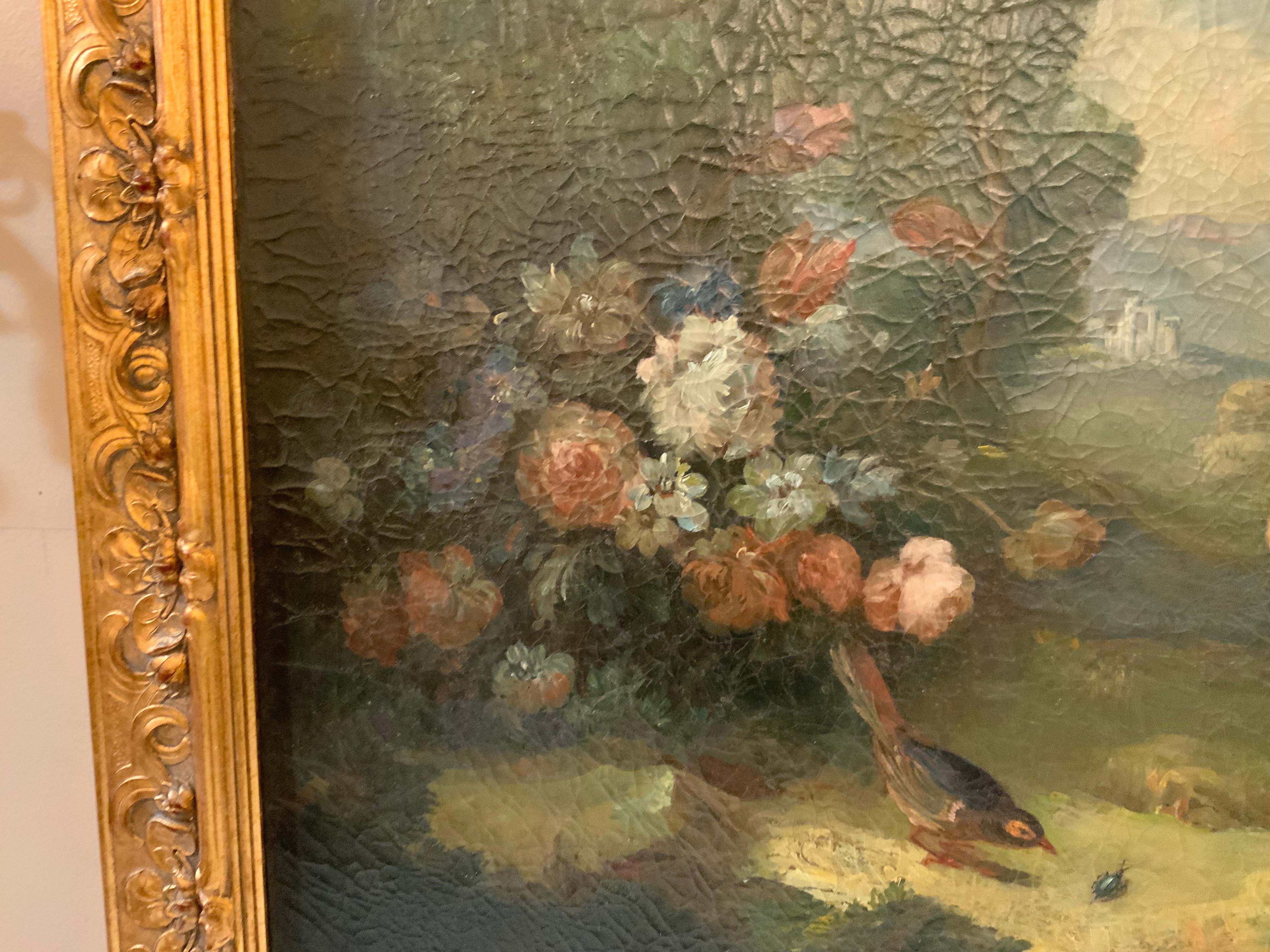 ölgemälde blumen mit rahmen