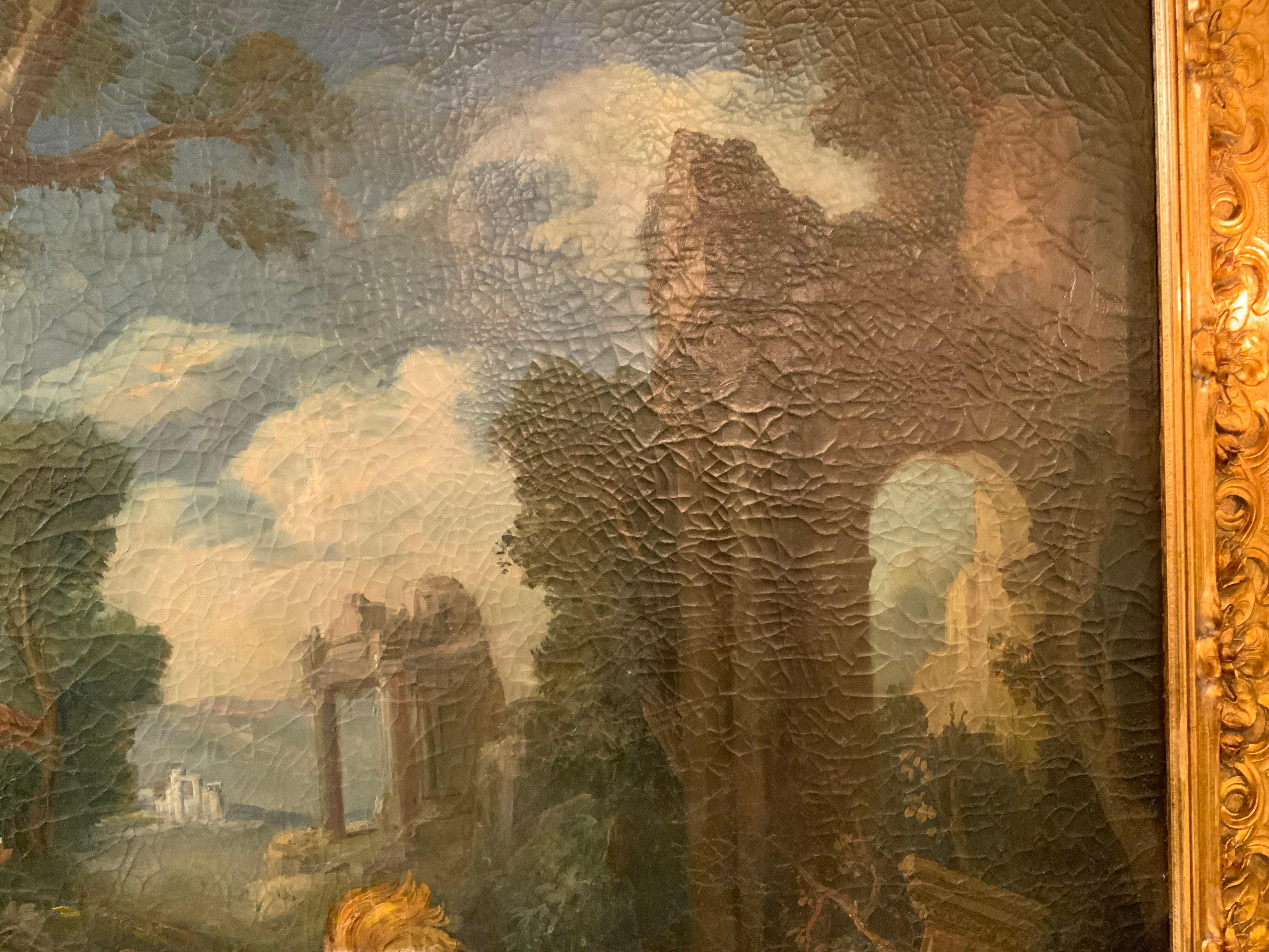 Ölgemälde auf Leinwand eines weißen Kockatoo mit Blumen in vergoldetem Rahmen, 19. Jahrhundert (Handbemalt) im Angebot