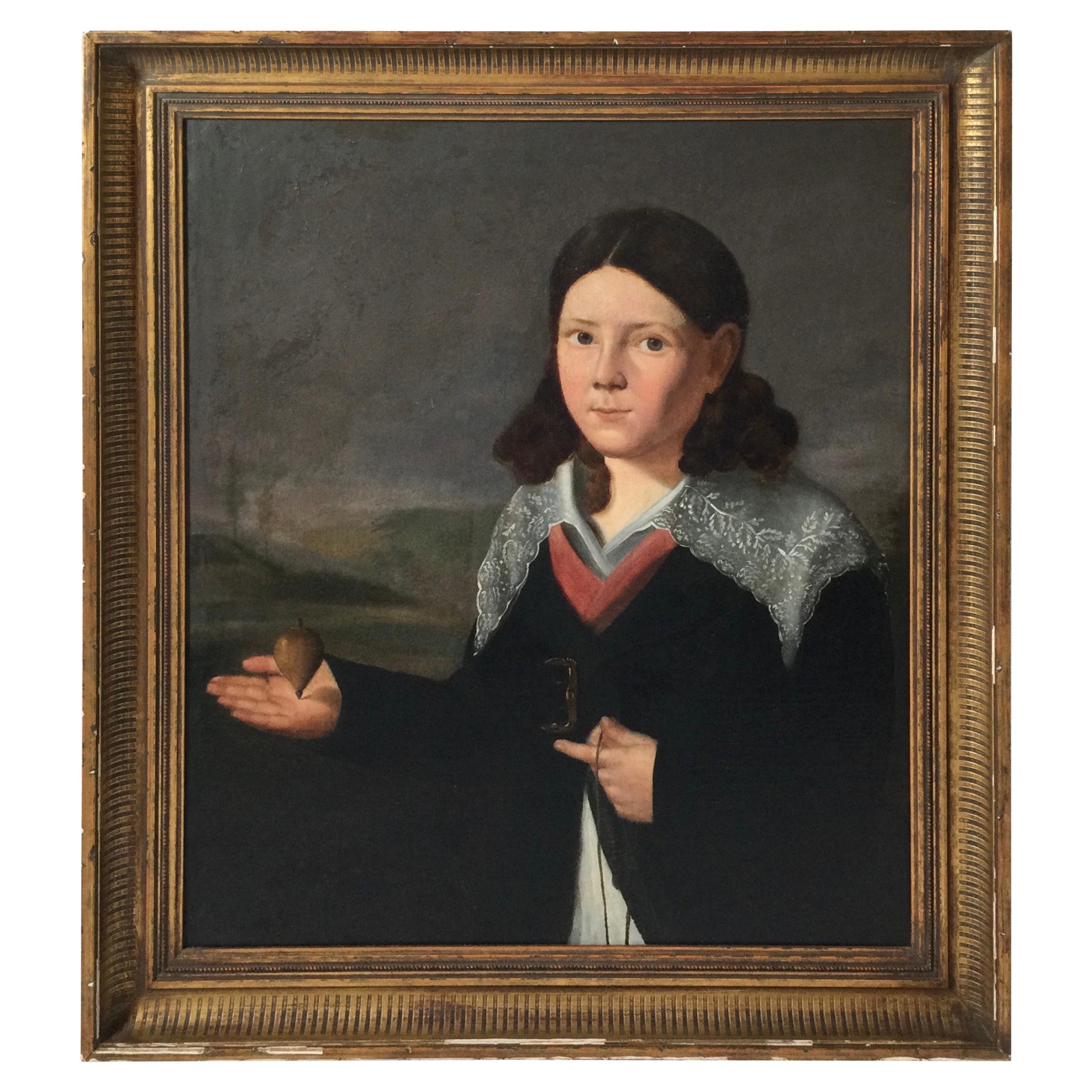 Oil on Canvas of a Young Bow with Lace Collar