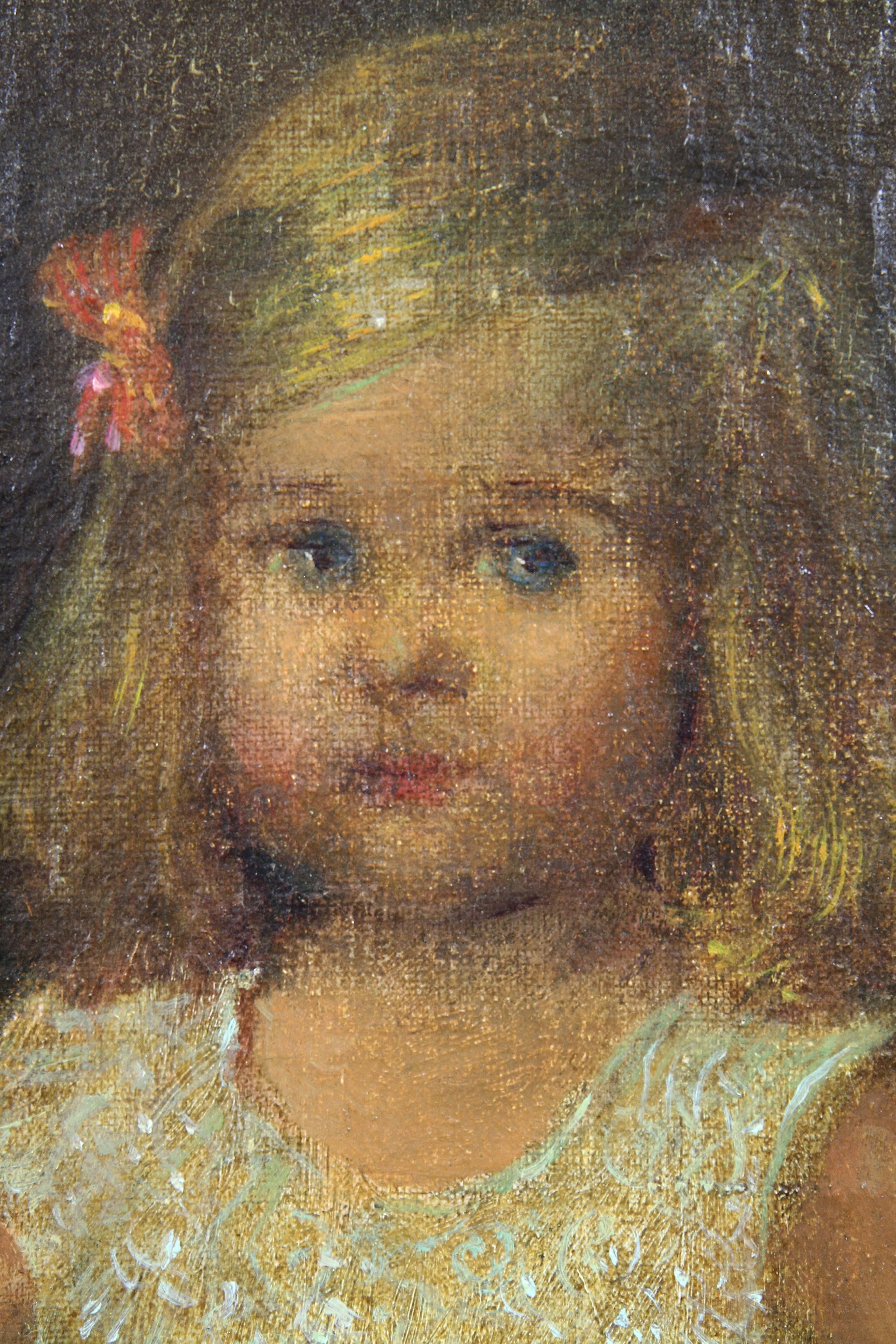 American Oil on Canvas of a Young Girl