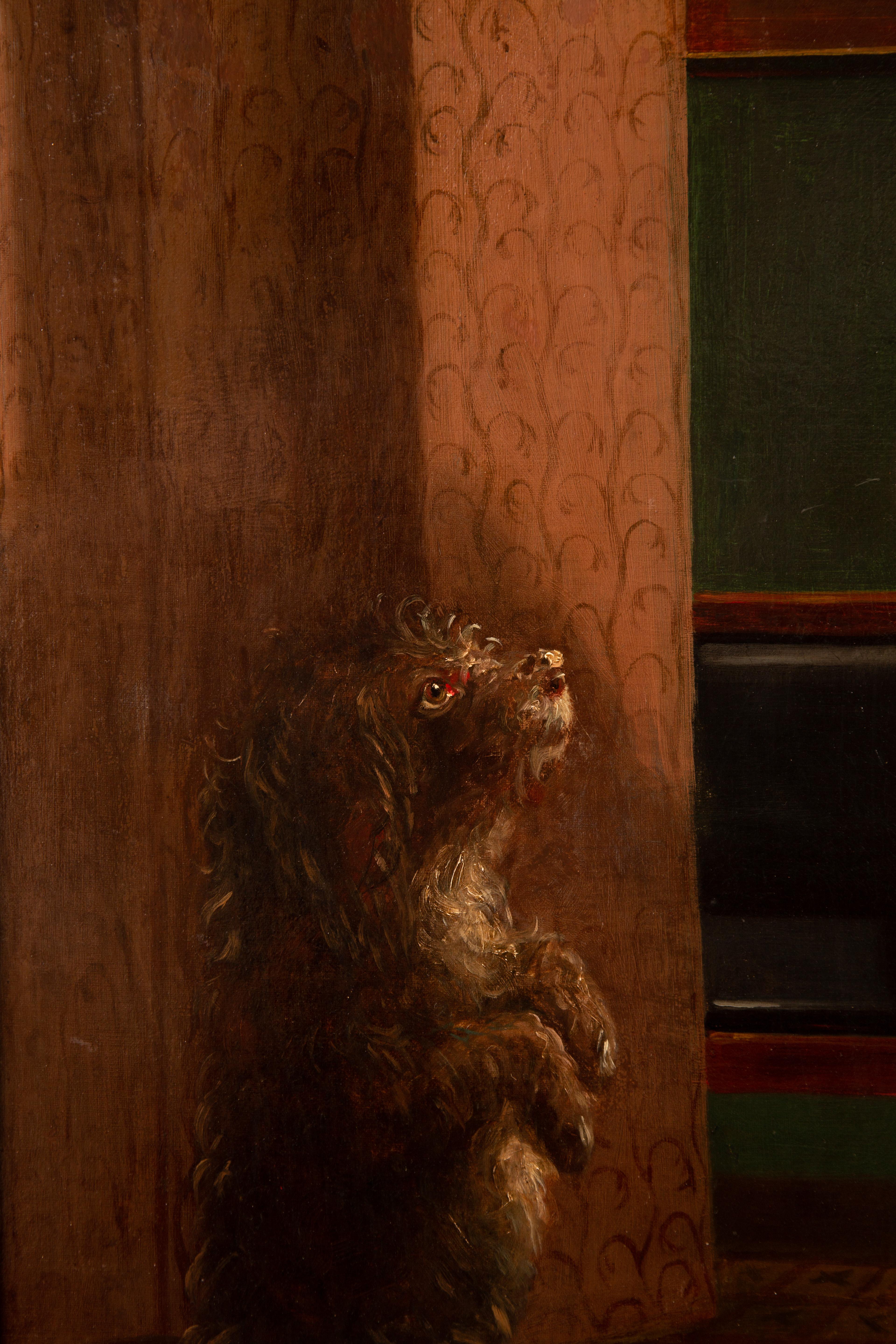 Huile sur toile représentant un Anglais et son chien, 19e siècle Excellent état - En vente à New York, NY