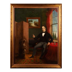 Oil on Canvas of an Englishman and His Dog, 19th Century