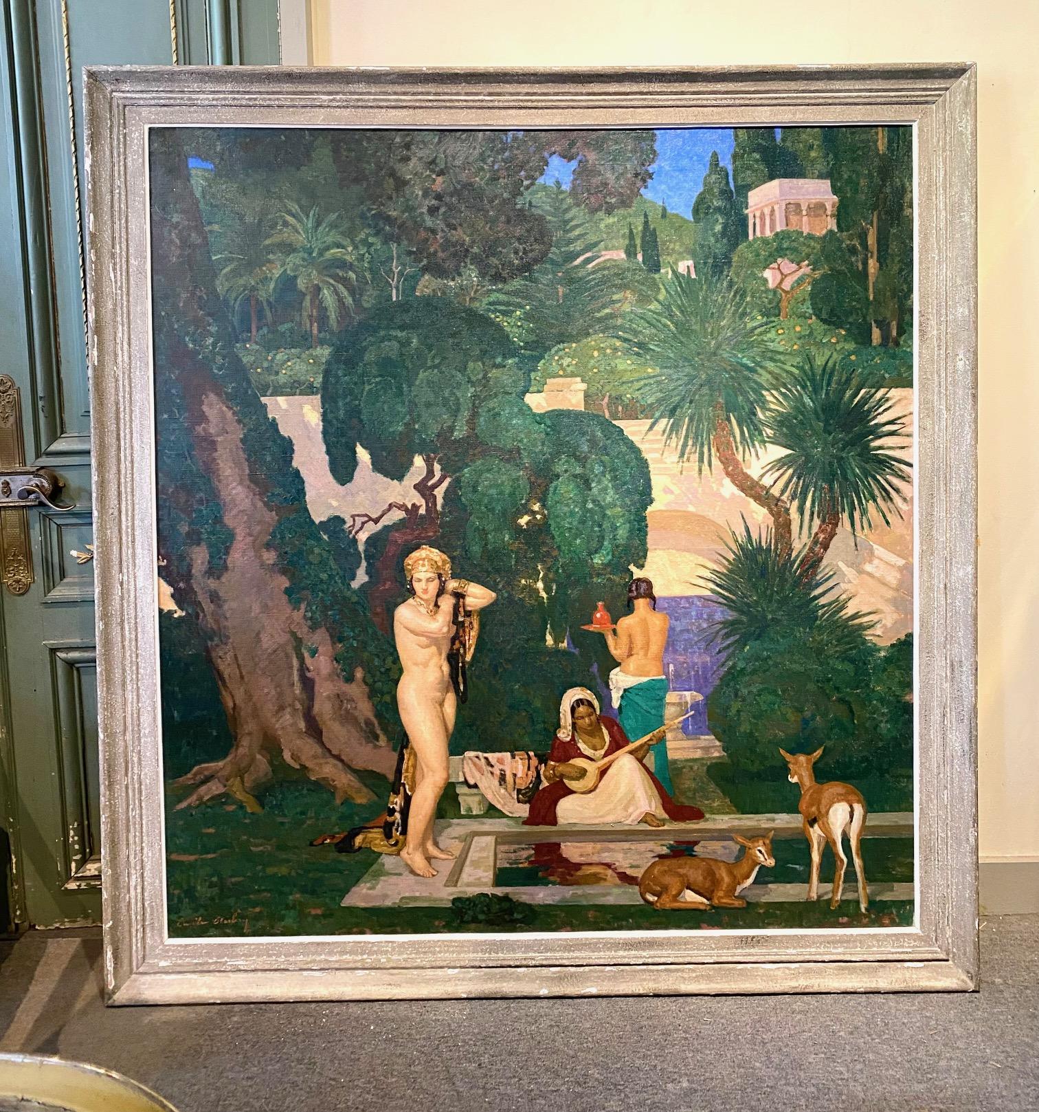 Öl auf Leinwand von Bathseba (eine der Ehefrauen Davids) von Émile Aubry (1880-1964) Signiert: 