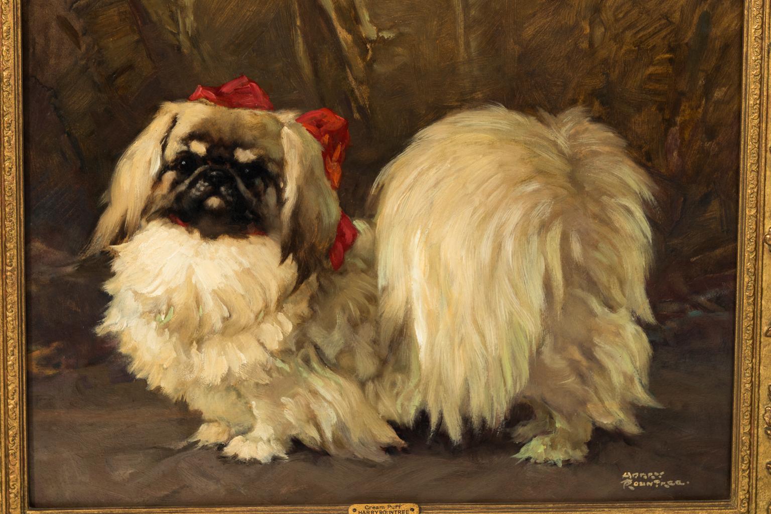 Oil on Canvas of Dog by Harry Roundtree, circa 1930 In Good Condition In Stamford, CT