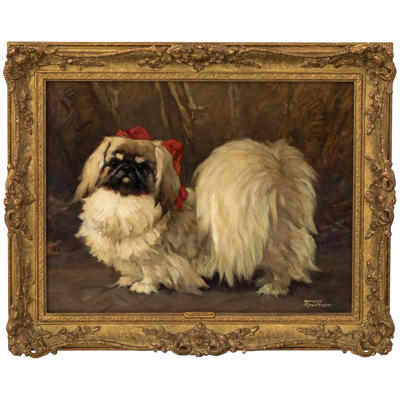 Oil on Canvas of Dog by Harry Roundtree, circa 1930