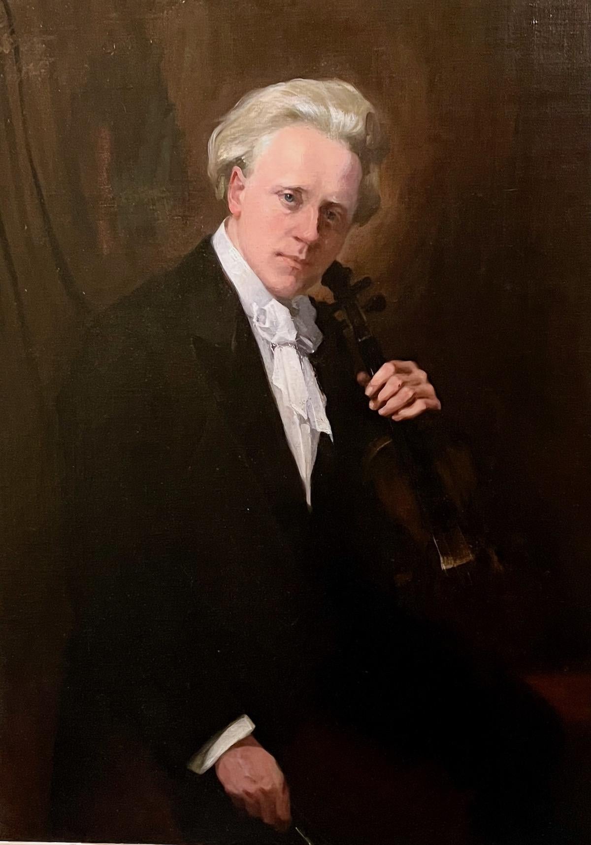 Art Deco Oil on Canvas of Einer Hansen First Violinist Boston Symphony Orchestra and Pops For Sale