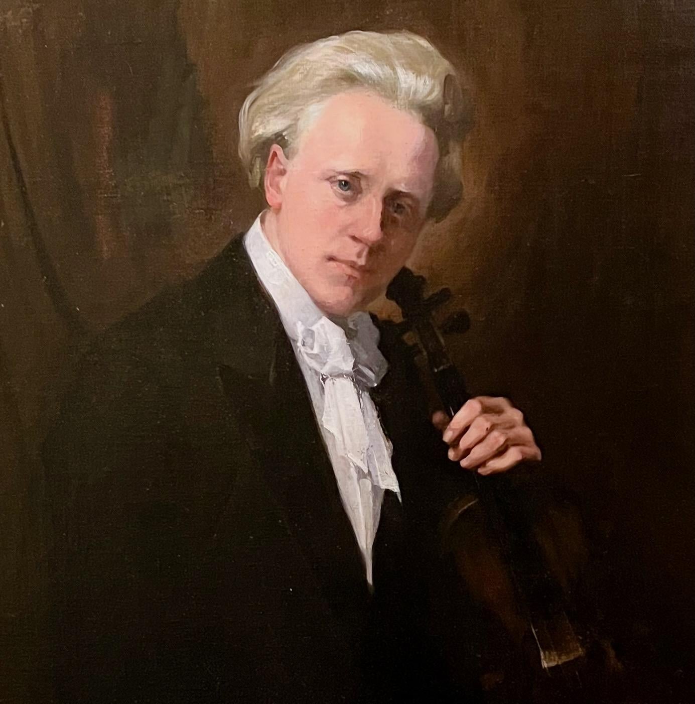 American Oil on Canvas of Einer Hansen First Violinist Boston Symphony Orchestra and Pops For Sale
