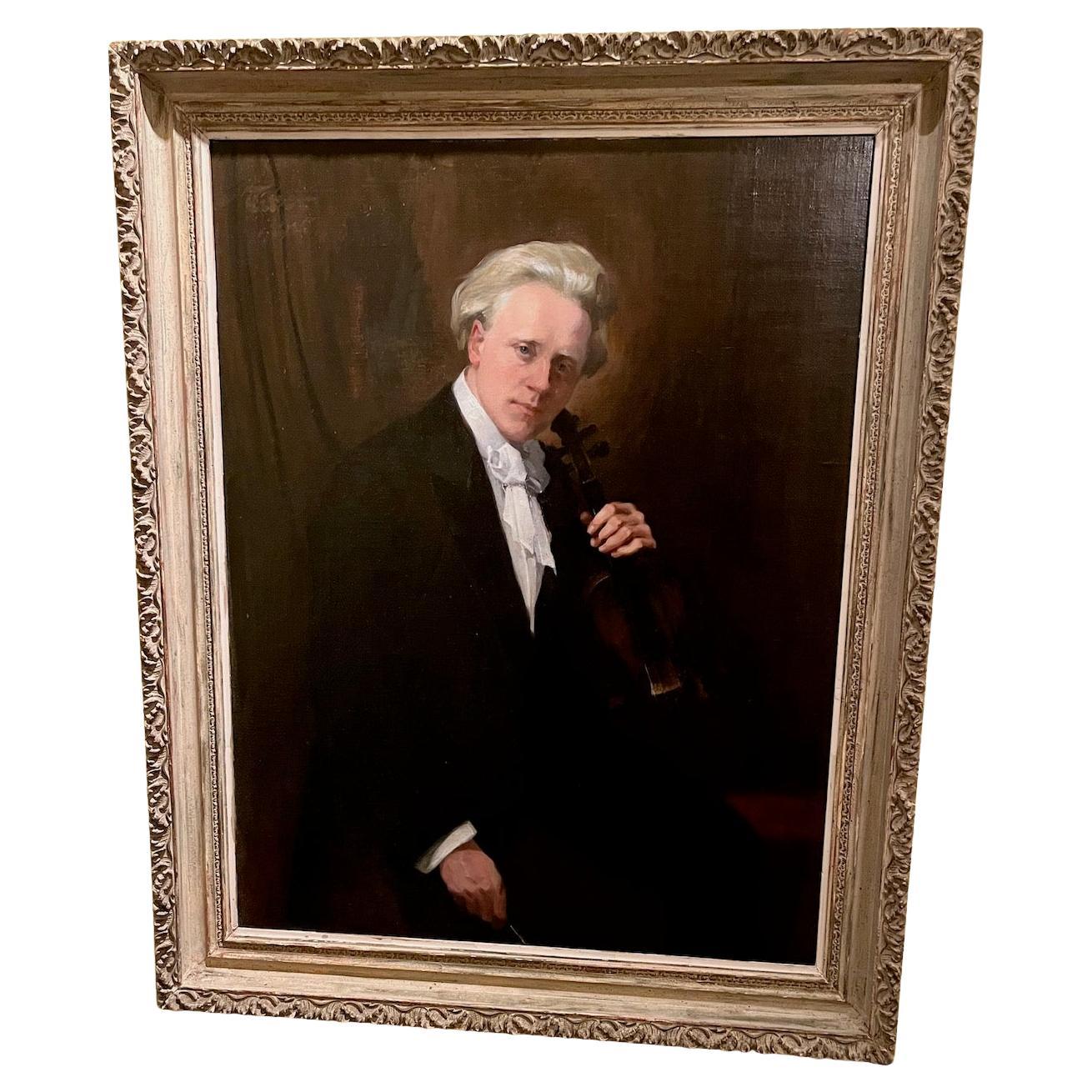 Oil on Canvas of Einer Hansen First Violinist Boston Symphony Orchestra and Pops For Sale