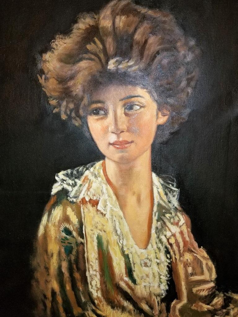 20th Century Oil on Canvas of Lady Evelyn Herbert after Sir William Orpen For Sale