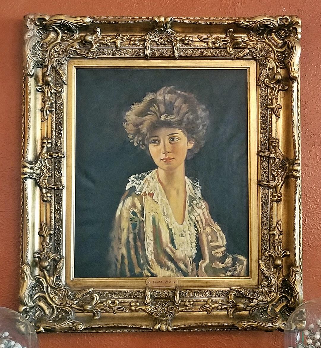 Carved Oil on Canvas of Lady Evelyn Herbert after Sir William Orpen For Sale