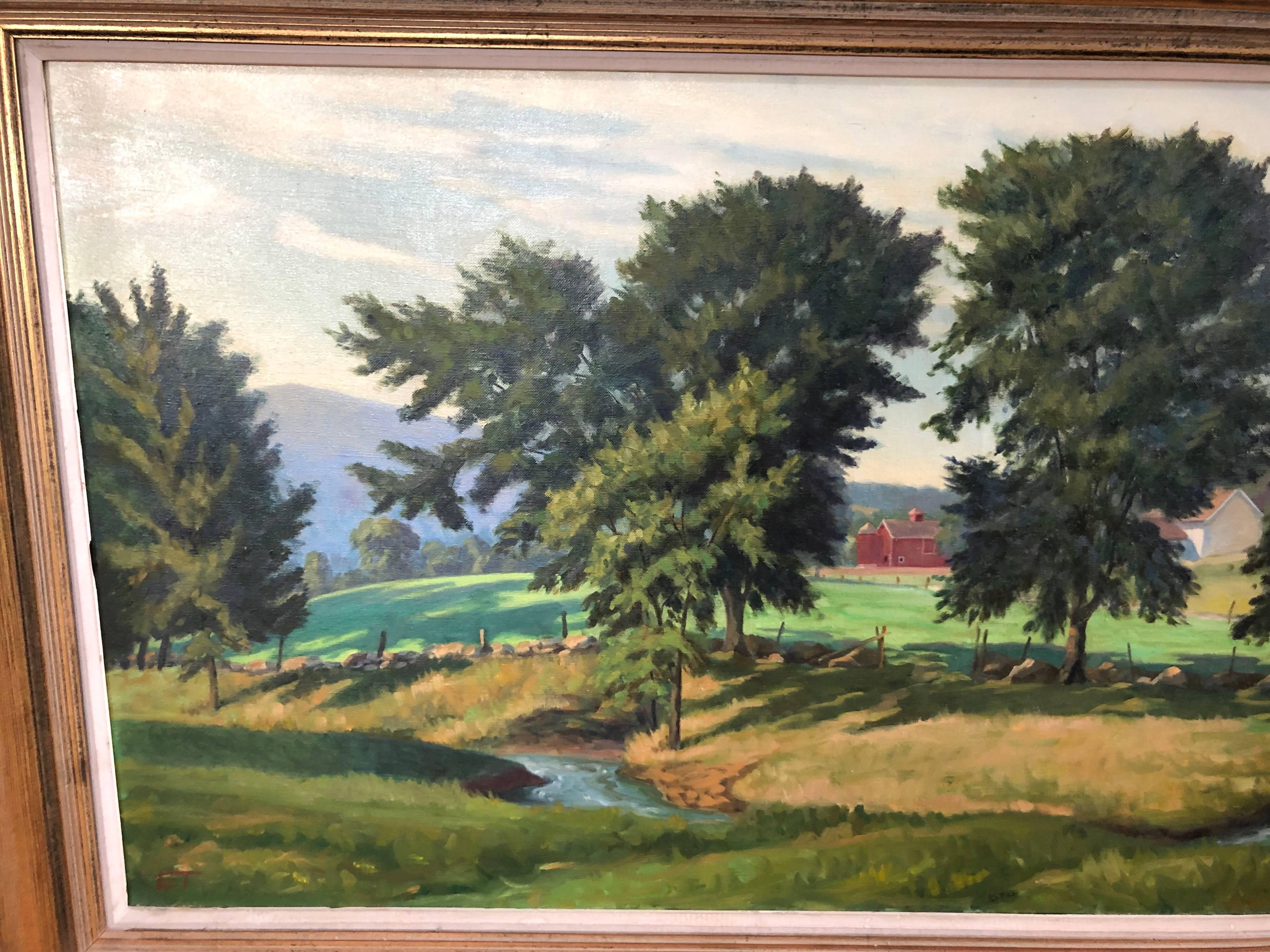 Oil on Canvas of Pastoral Landscape In Excellent Condition In Redding, CT