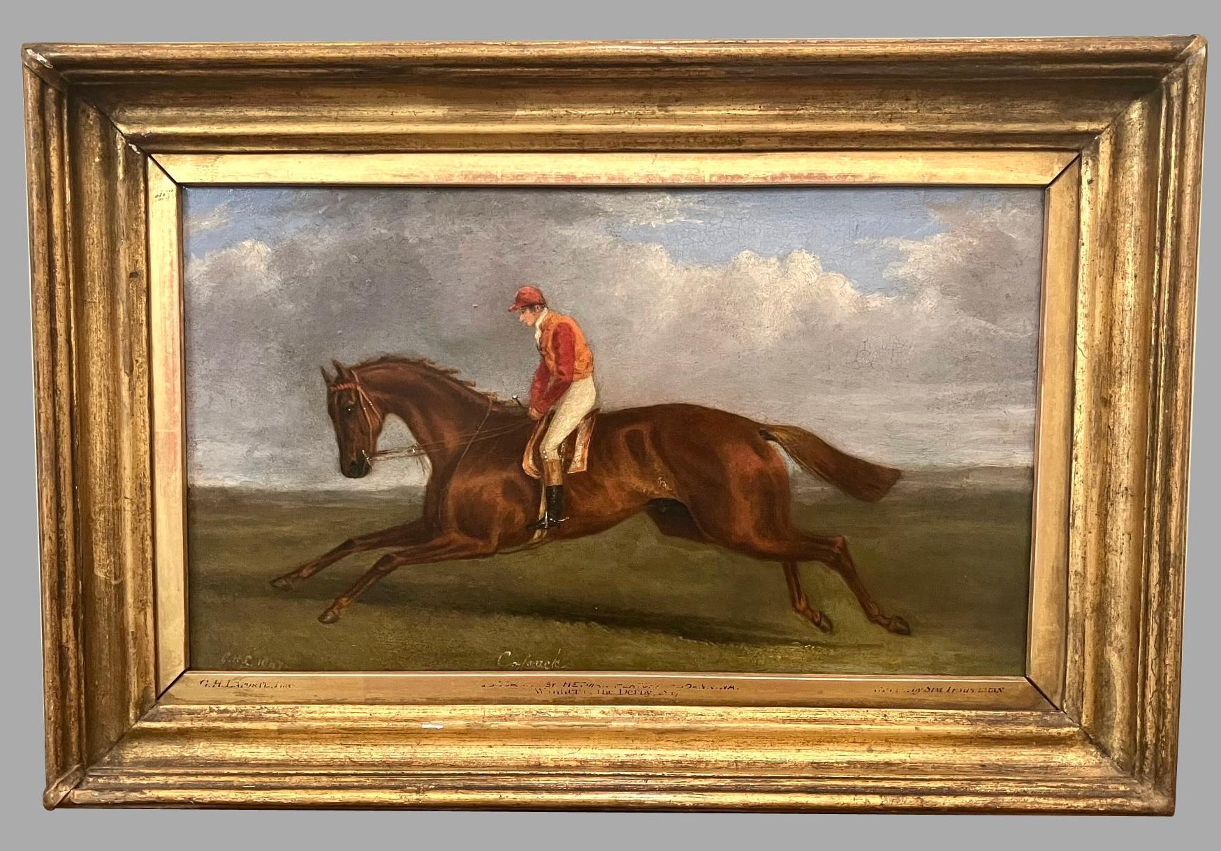 Sporting Art Oil on Canvas of Racehorse 