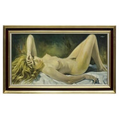 Olio su tela di nudo sdraiato
