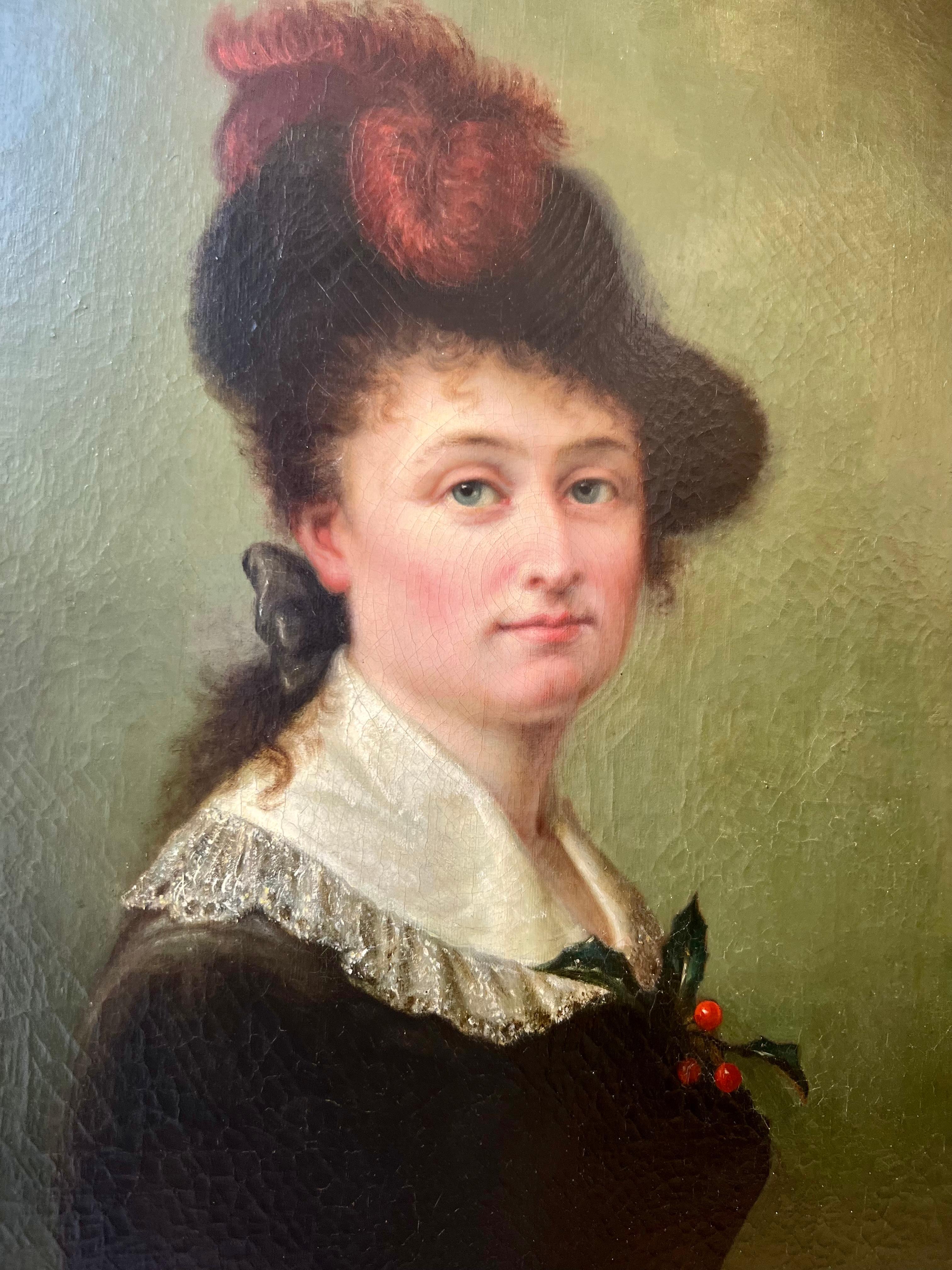 Oil on Canvas of the Countess of Aiguy, Signed and Dated 1886 For Sale 2