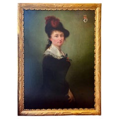 Oil on Canvas of the Countess of Aiguy, Signed and Dated 1886