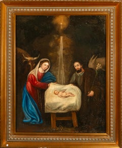 Oil on canvas of the Holy Family with the Child Jesus, Spanish School, 18th–19th