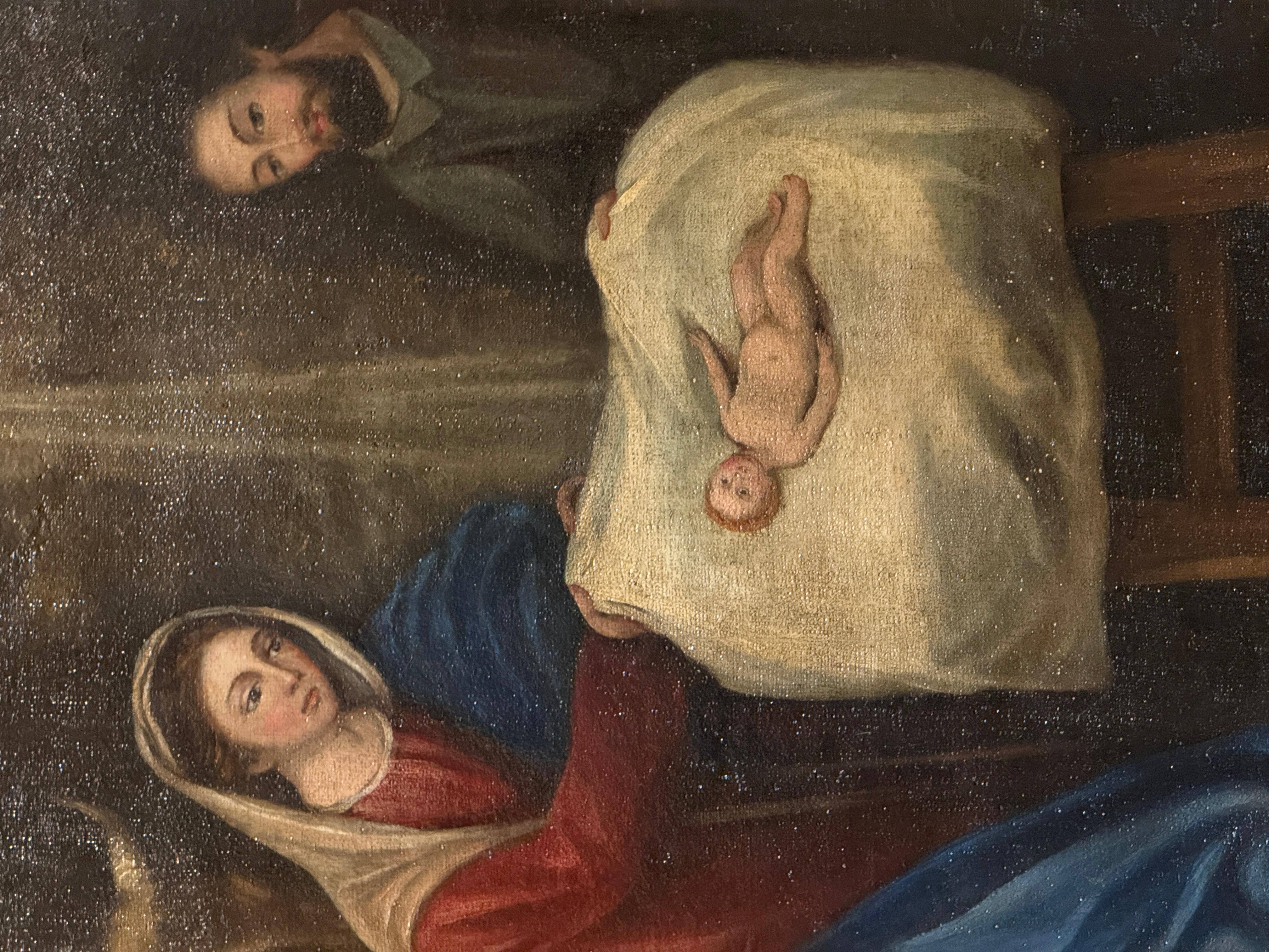 Öl auf Leinwand der Heiligen Familie mit dem Jesuskind, Spanish School, 18-19. (Barock) im Angebot