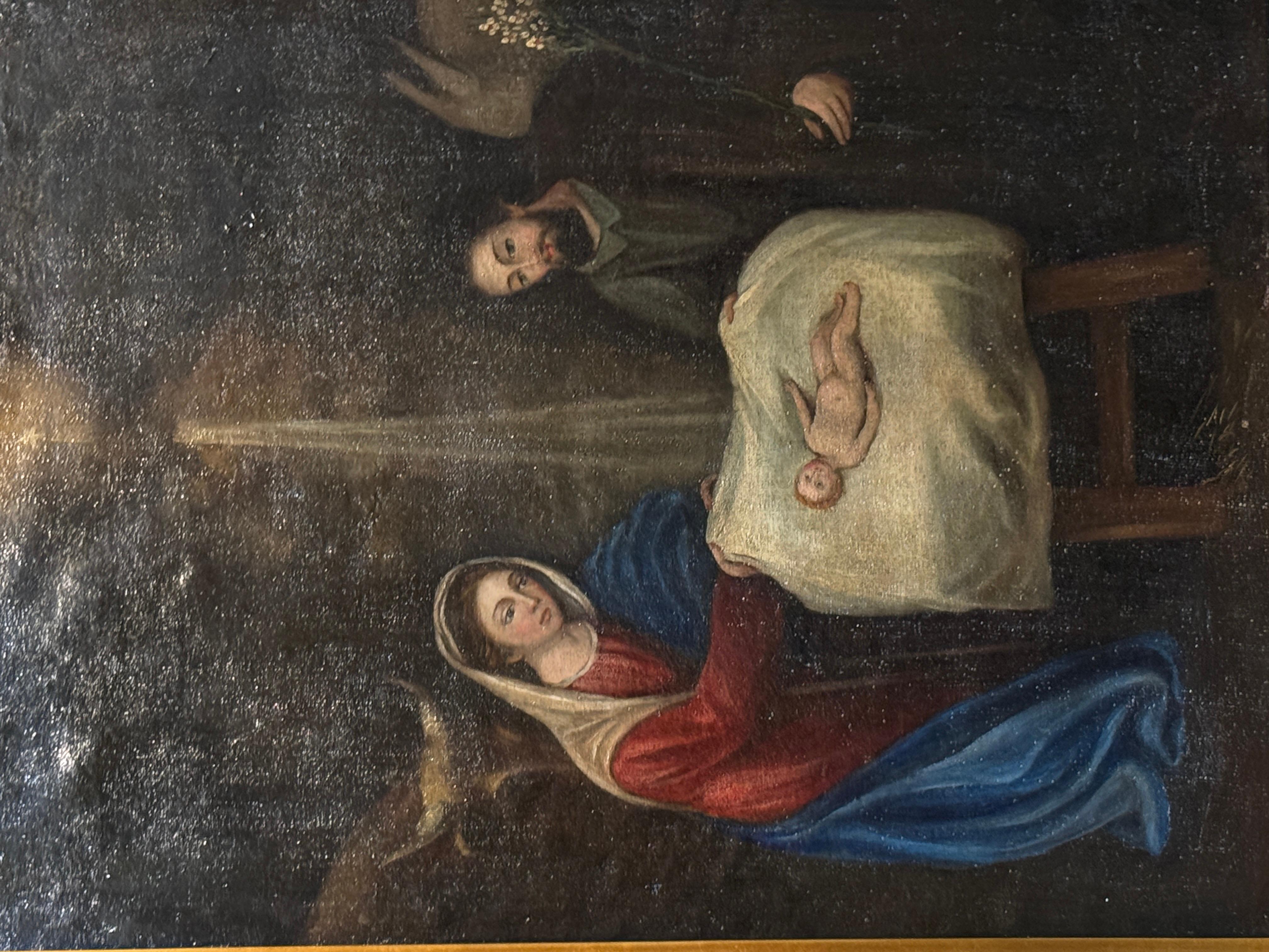 Öl auf Leinwand der Heiligen Familie mit dem Jesuskind, Spanish School, 18-19. (Spanisch) im Angebot