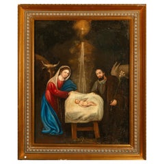Oil on canvas of the Holy Family with the Child Jesus, Spanish School, 18th–19th