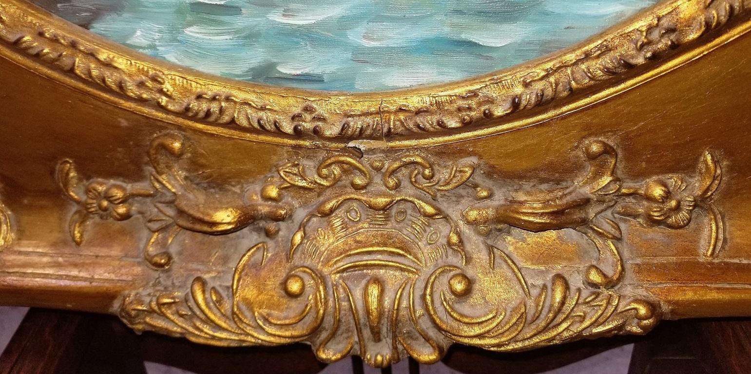 Oil on Canvas of Venetian Scene in Ornate Giltwood Frame 1