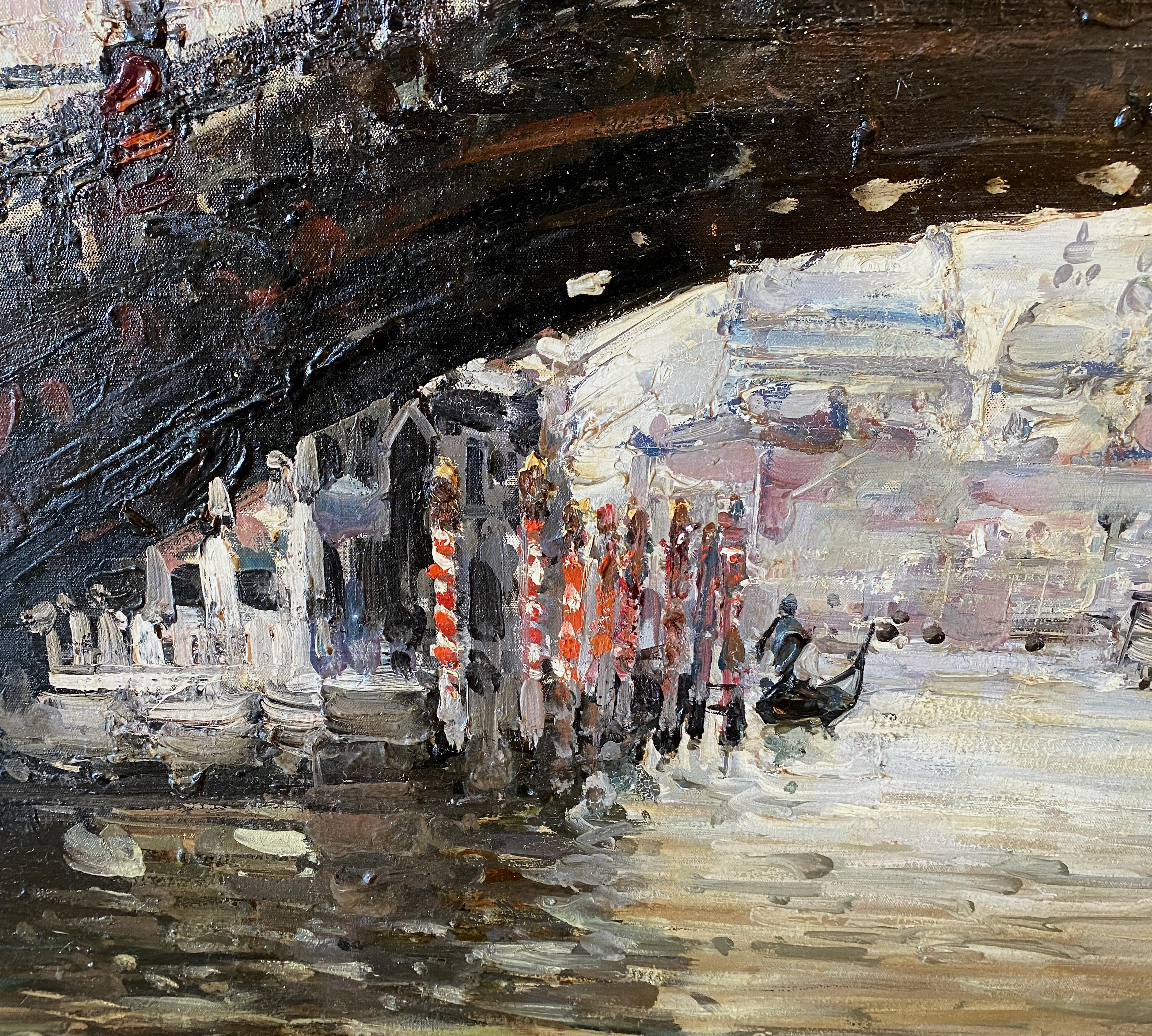 Mid-Century Modern Huile sur toile de Venise, c.C. années 1960 en vente