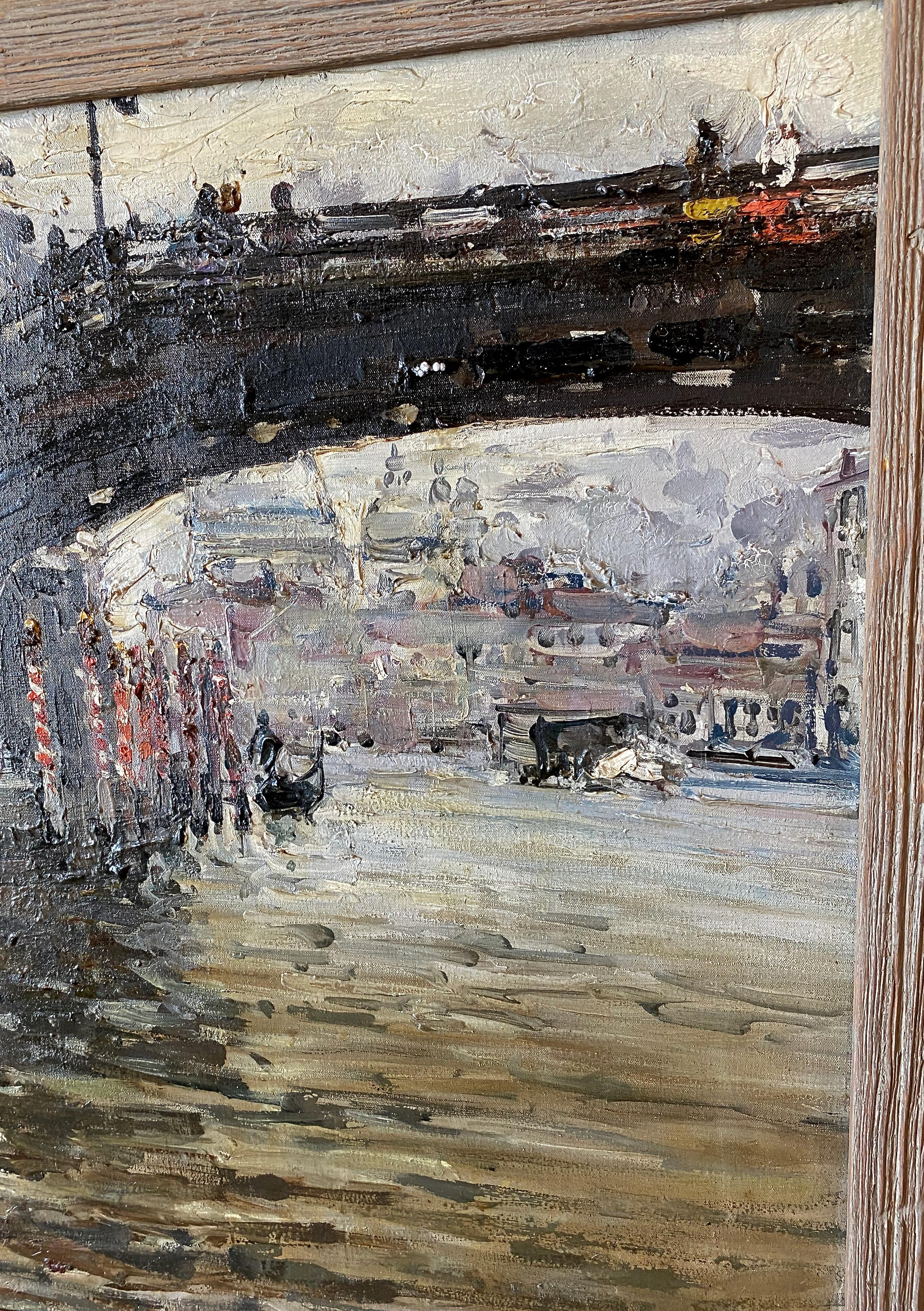 Milieu du XXe siècle Huile sur toile de Venise, c.C. années 1960 en vente
