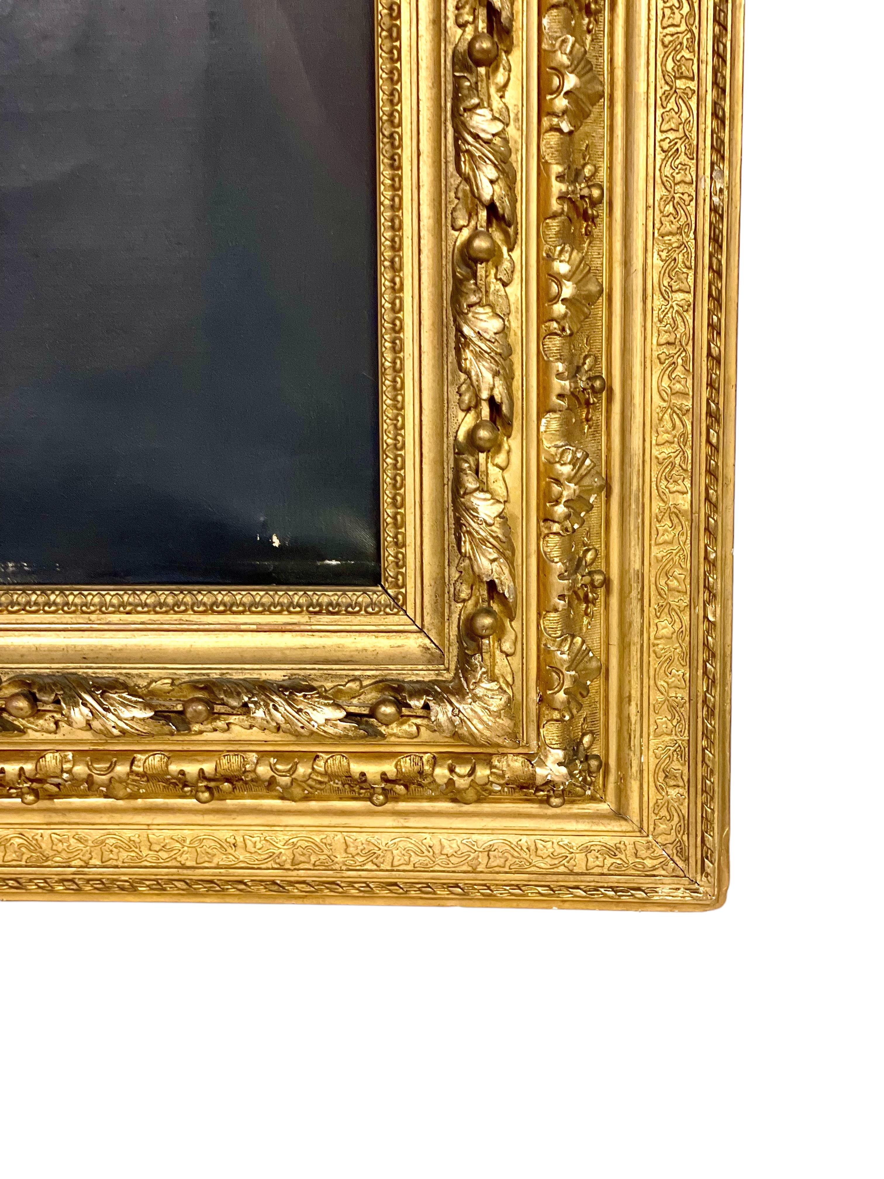 XIXe siècle Grande huile sur toile 