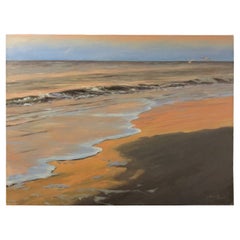 Oil on Canvas "On the Night of the Super Moon" Ocean Moon Scene by Mary Segars