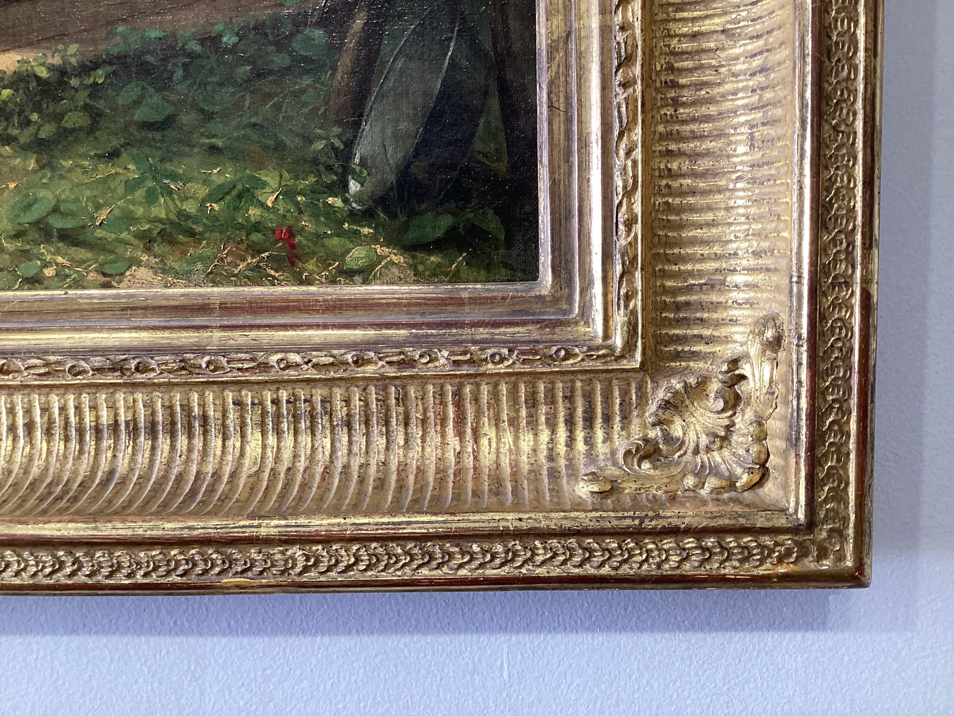 Öl auf Leinwand Gemälde „Ein Getränk im Brunnen“ Gemälde  Thomas Hicks, 19. Jahrhundert im Angebot 4