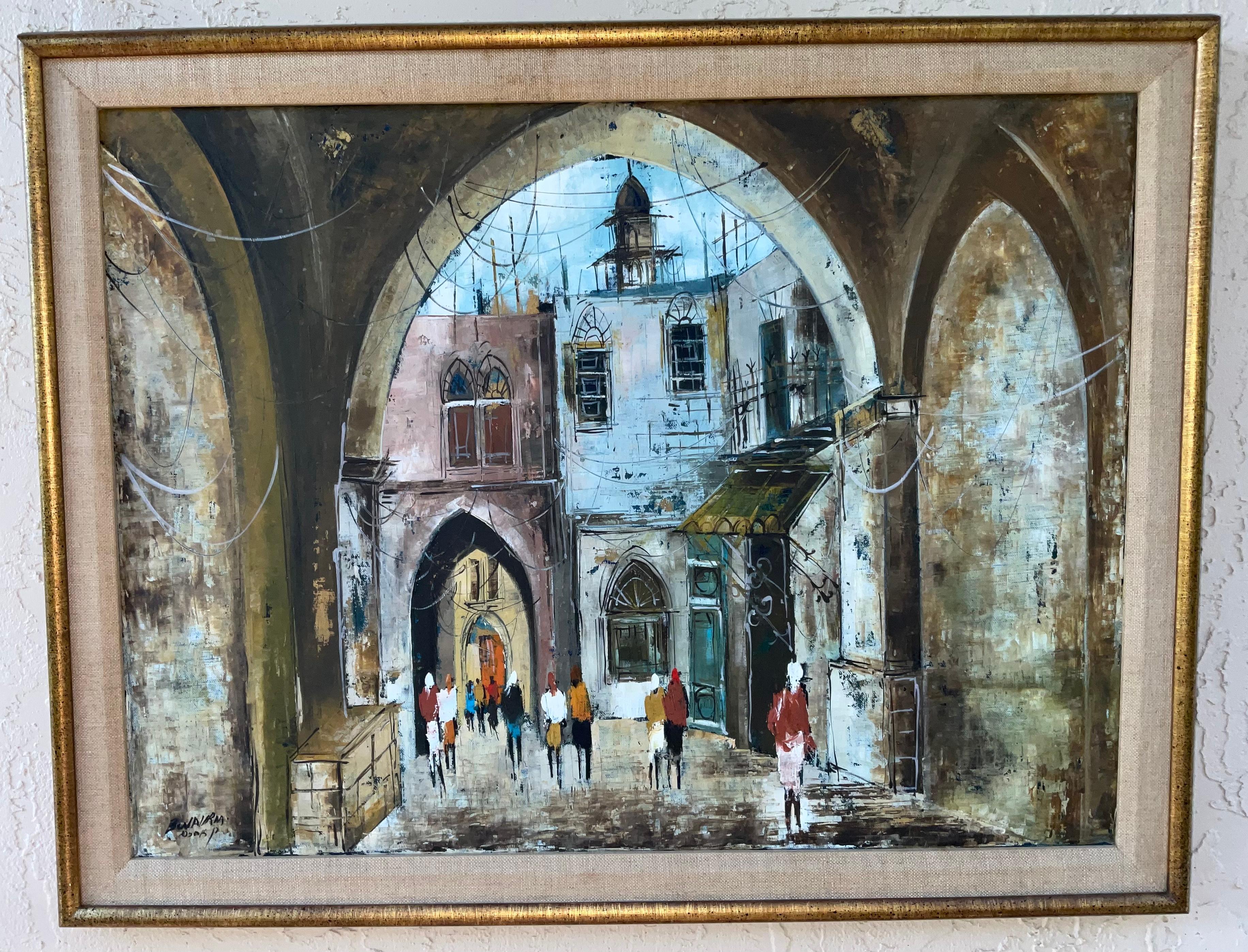 Exceptional oil painting of of street view of the old city in Jerusalem.

Edward Philips, Ben Avram (born 1941) is an artist who was born in Bombay, India and immigrated to Israel as a teenager.[1] He graduated from the Bezalel Academy of Art and