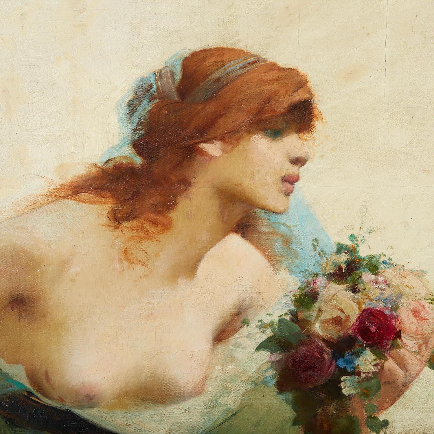 Óleo sobre lienzo, Pintura de Georges Picard, Primavera, Periodo Art Nouveau. Francés en venta
