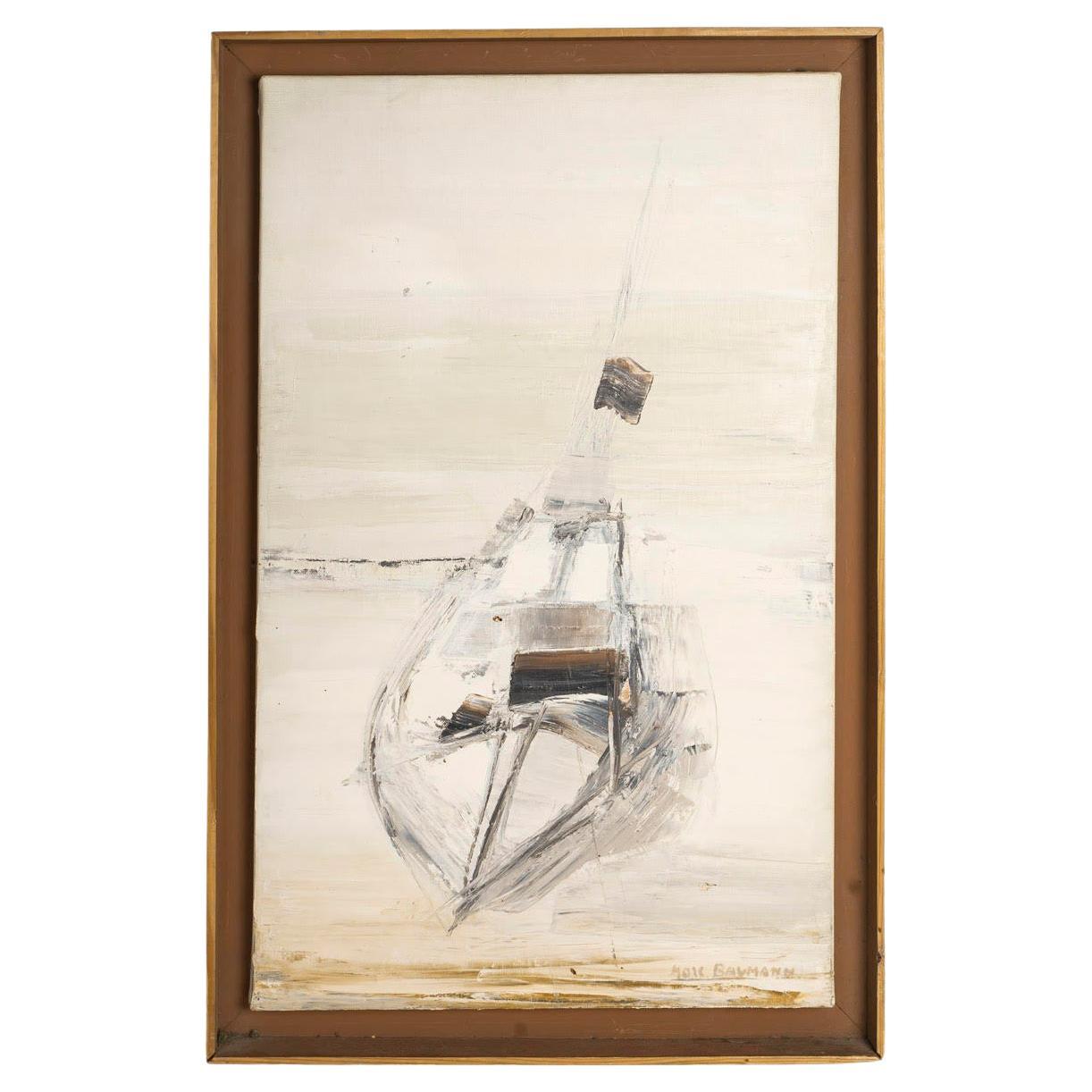 Oil on Canvas Painting by Marc Baumann Depicting a Boat, 20th Century. For Sale