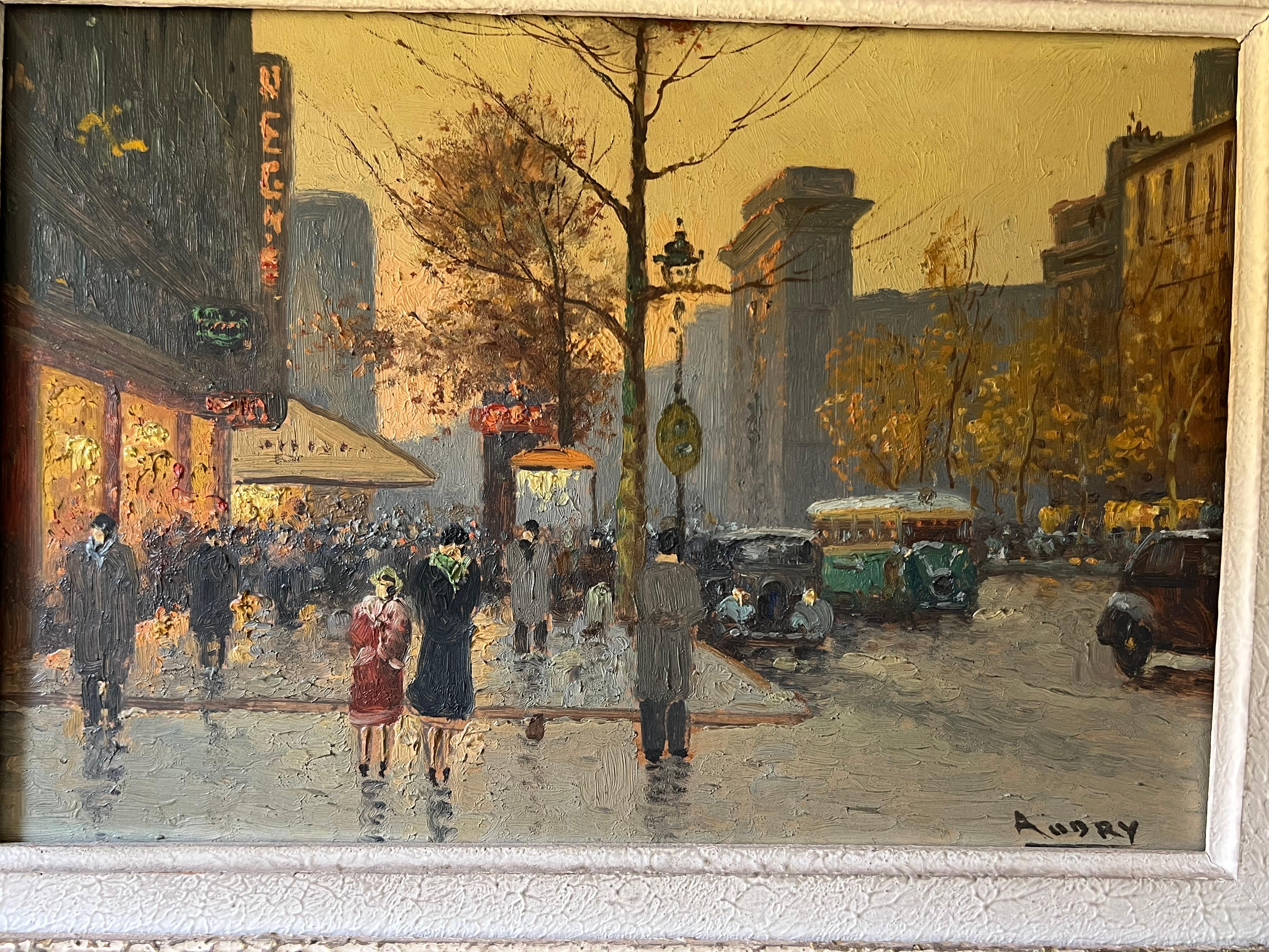 Français Huile sur toile représentant une vue de Paris dans le cadre de Montparnasse par Audry en vente