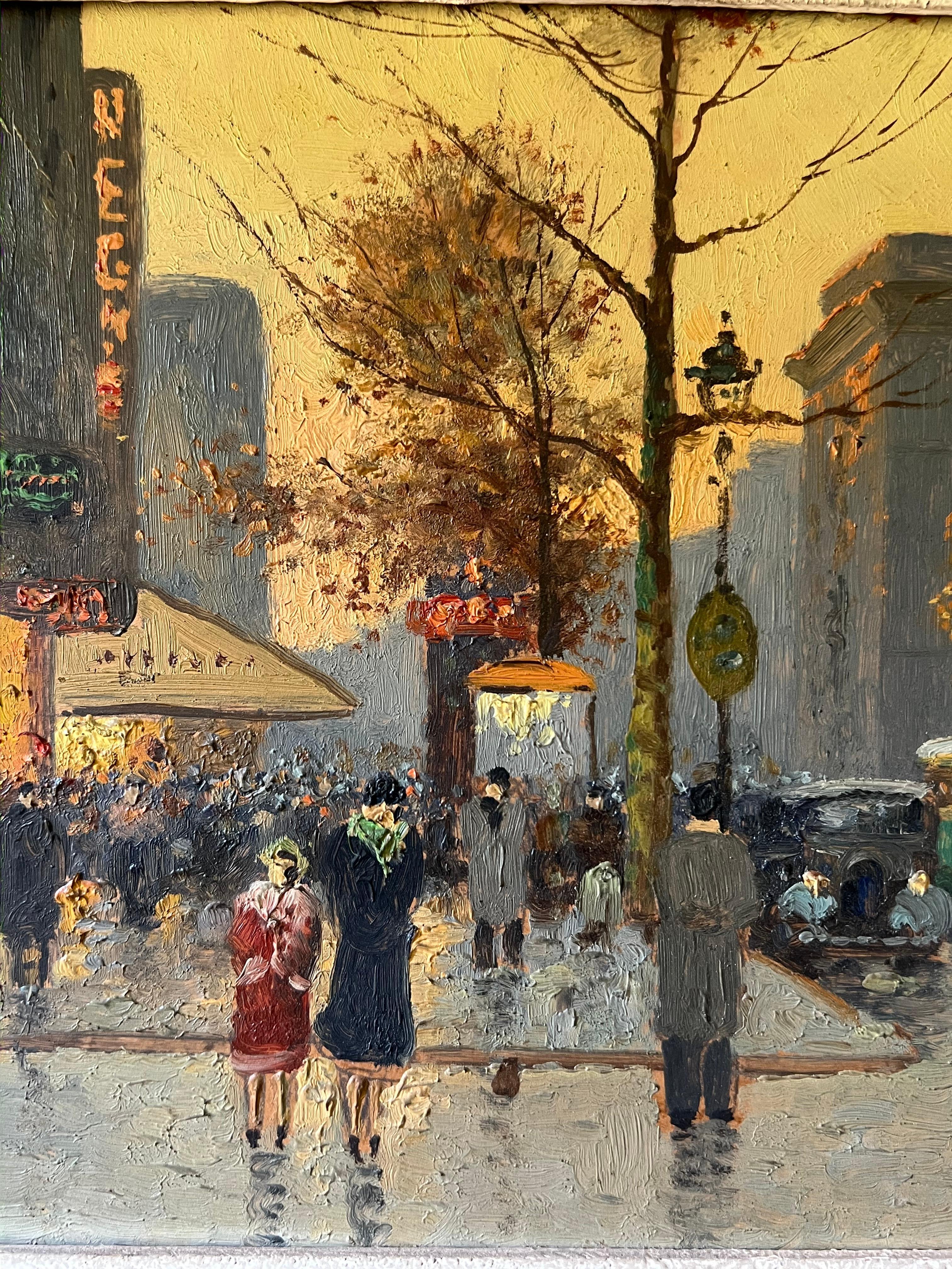 Huile sur toile représentant une vue de Paris dans le cadre de Montparnasse par Audry Bon état - En vente à Marcq-en-Barœul, Hauts-de-France