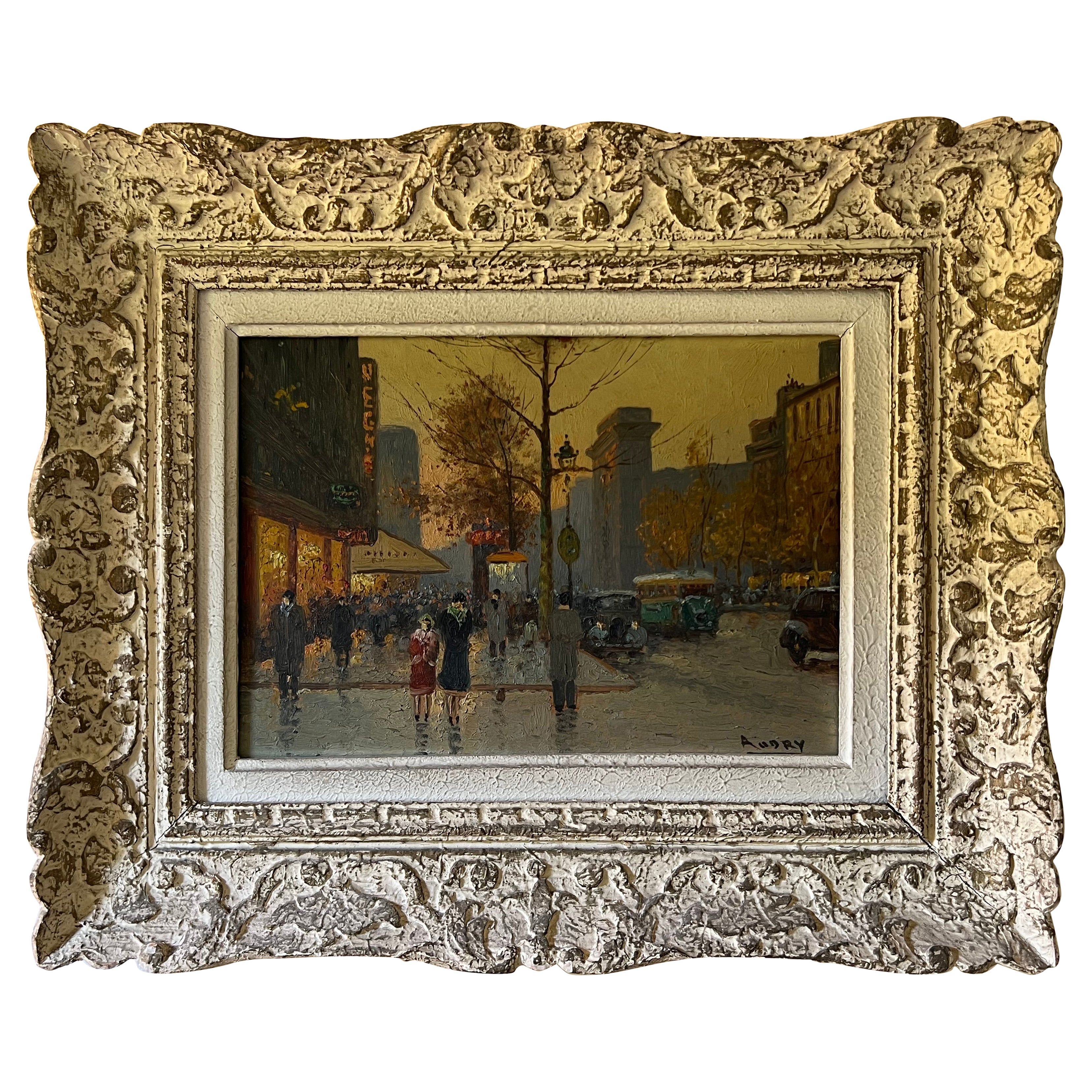 Huile sur toile représentant une vue de Paris dans le cadre de Montparnasse par Audry en vente