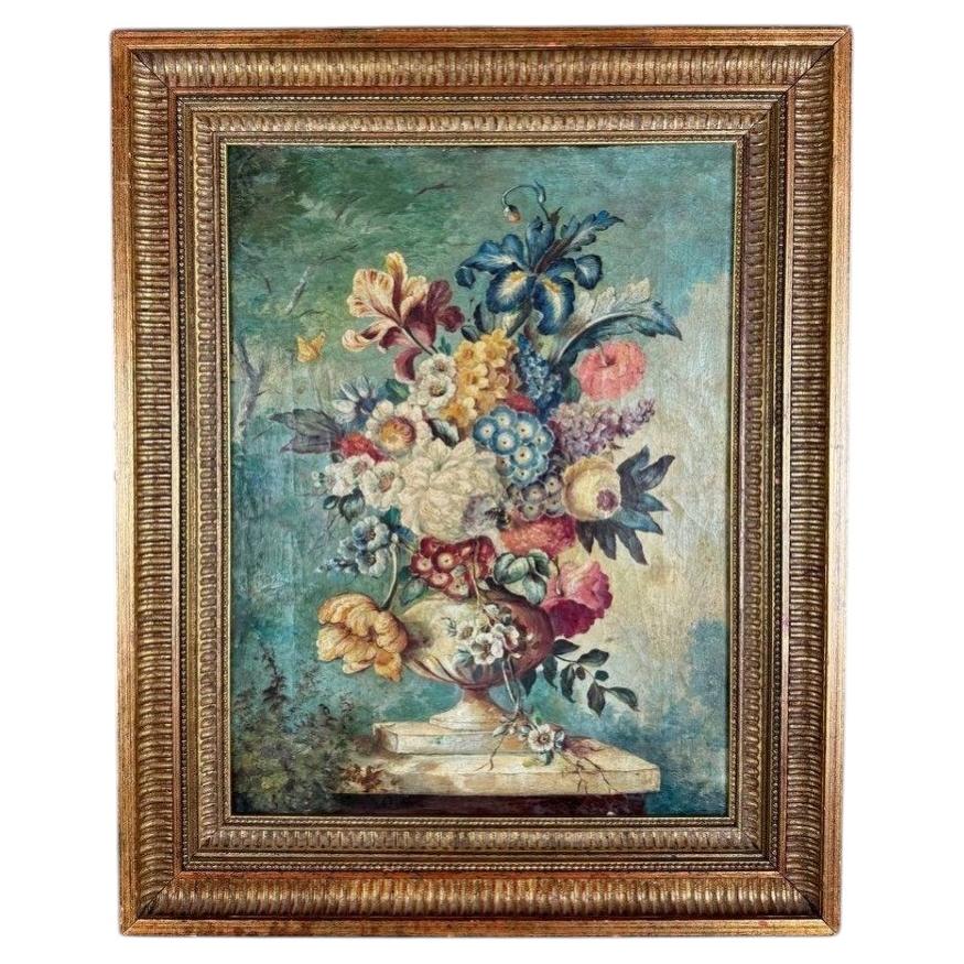 Oil On Canvas Painting Floral Still Life, London, 19th Century