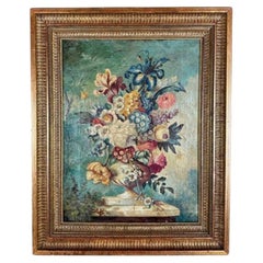 Peinture à l'huile sur toile Nature morte florale, Londres, 19e siècle