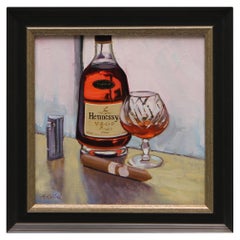 Oil on Canvas Painting "Hennesy & Montecristo White Series", Michael Reibel