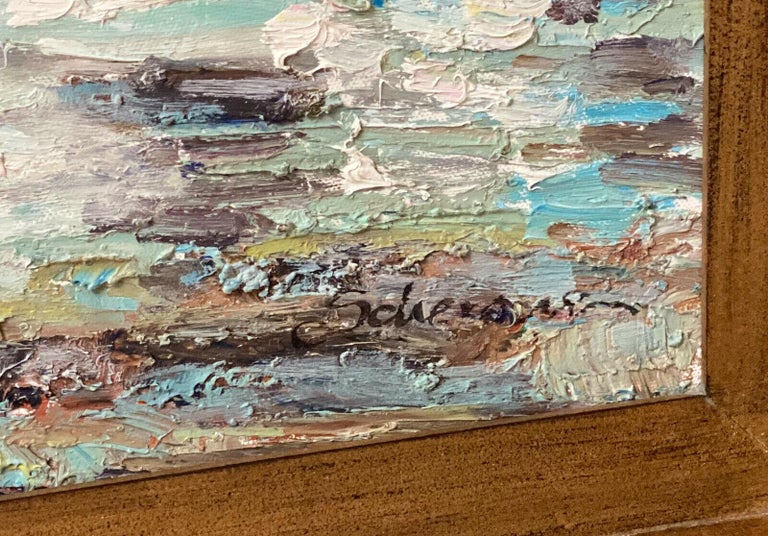 Oil on Canvas Painting Impressionist American Beach Scene For Sale at