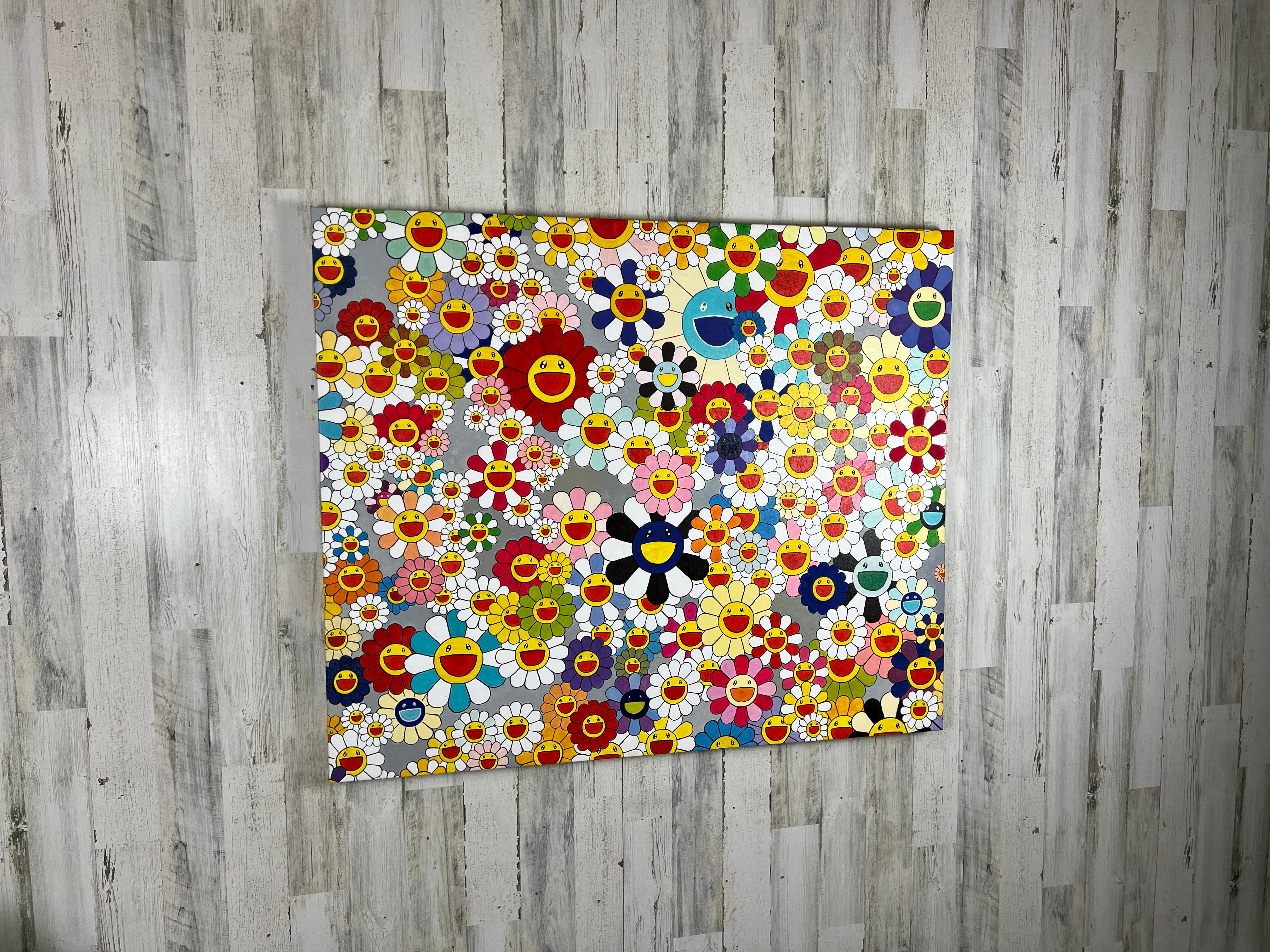 Oil on Canvas Painting in the style of Takashi Murakami For Sale 5