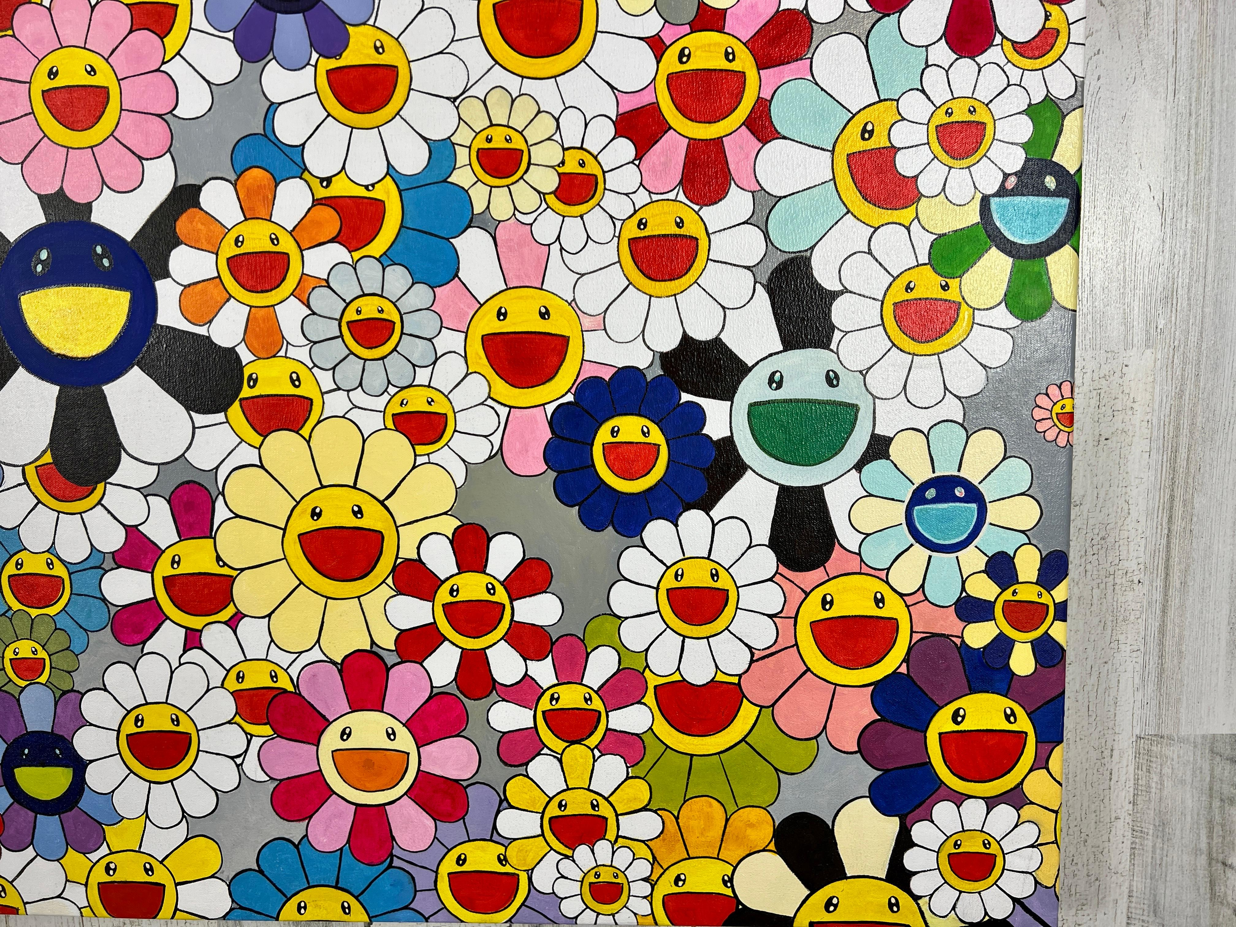 Oil on Canvas Painting in the style of Takashi Murakami For Sale 1