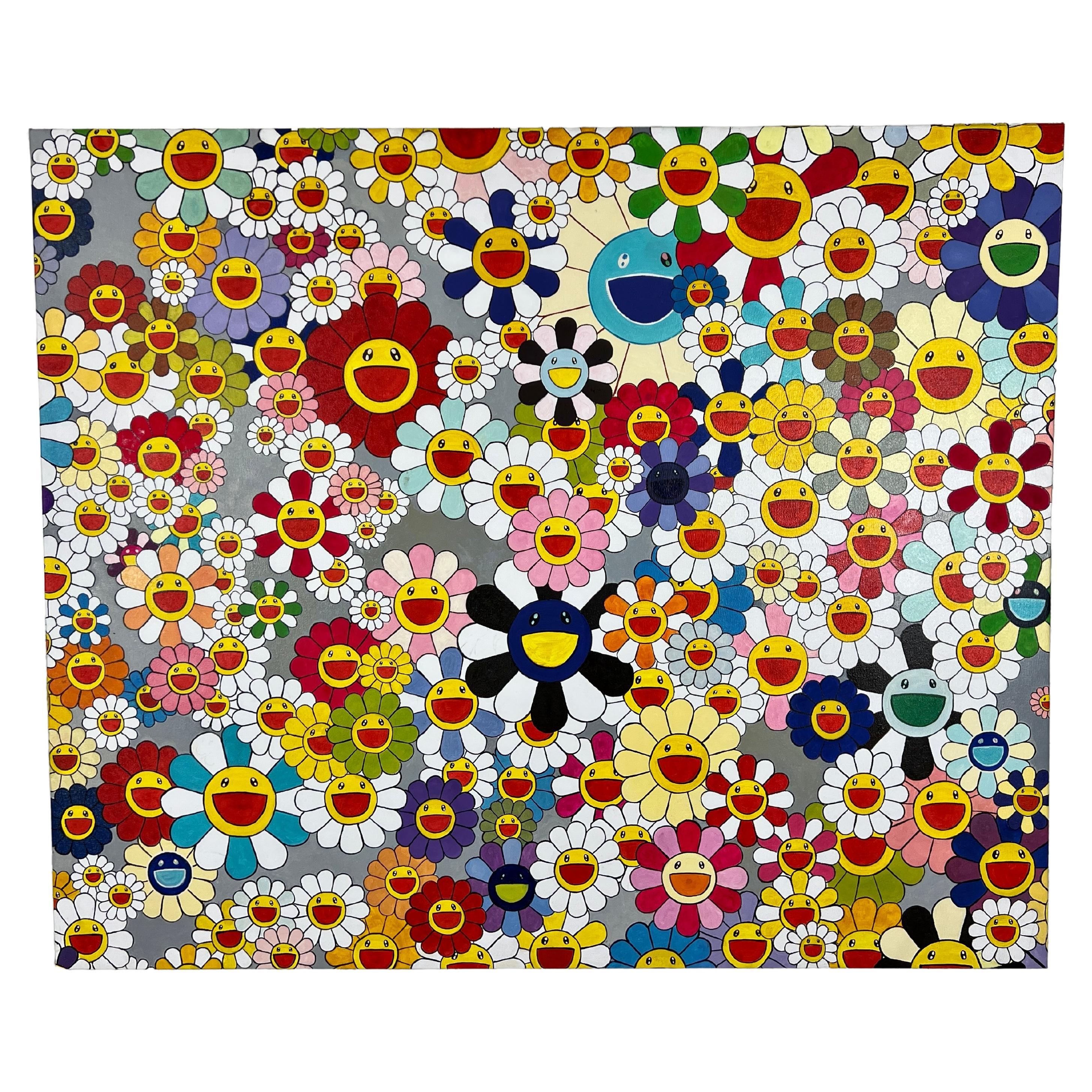 Oil on Canvas Painting in the style of Takashi Murakami For Sale