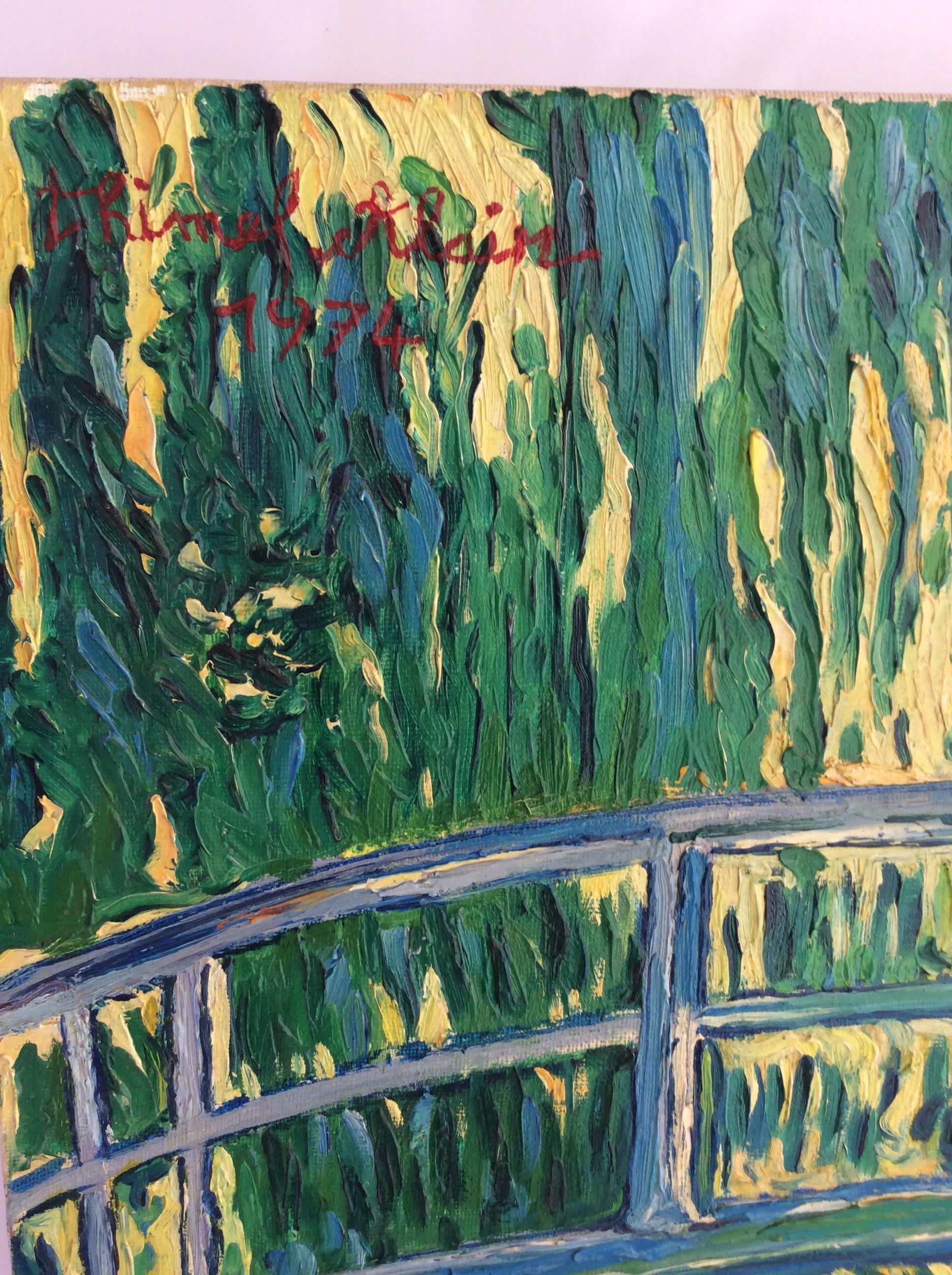 XX secolo Quadro post impressionista francese dopo Monet Water Lillies di Alain Thimel in vendita