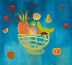Oil on Canvas Painting, "Los planetas frutales" by Paola Vega, Argentina, 2020