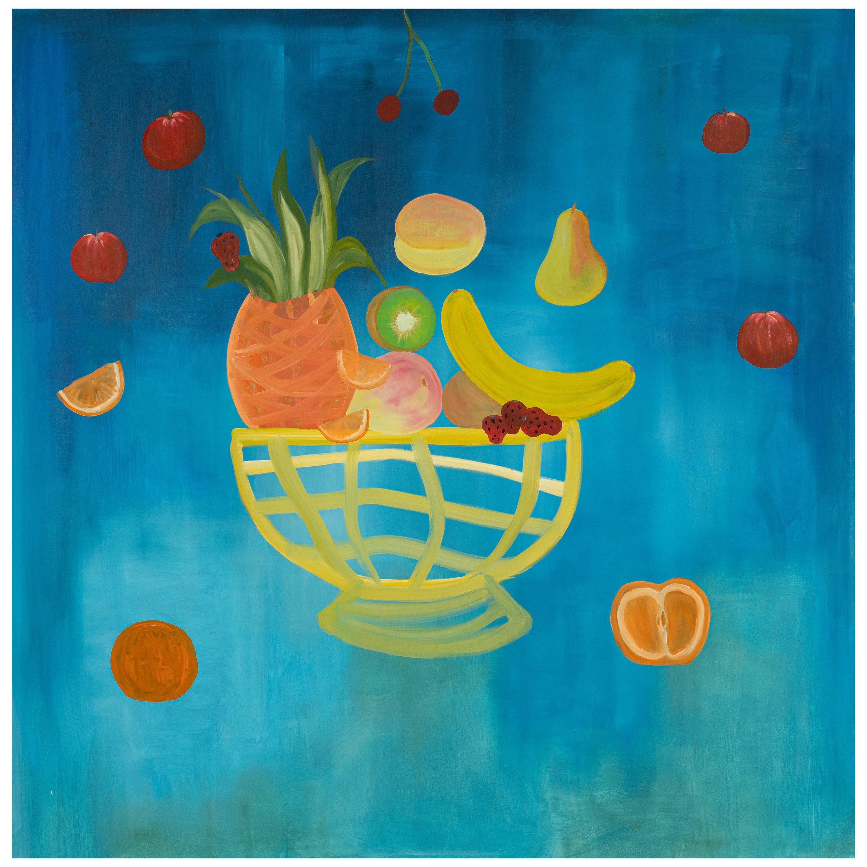 Oil on Canvas Painting, "Los planetas frutales" by Paola Vega, Argentina, 2020