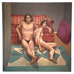 Oil on Canvas Painting, Nude, American 1972