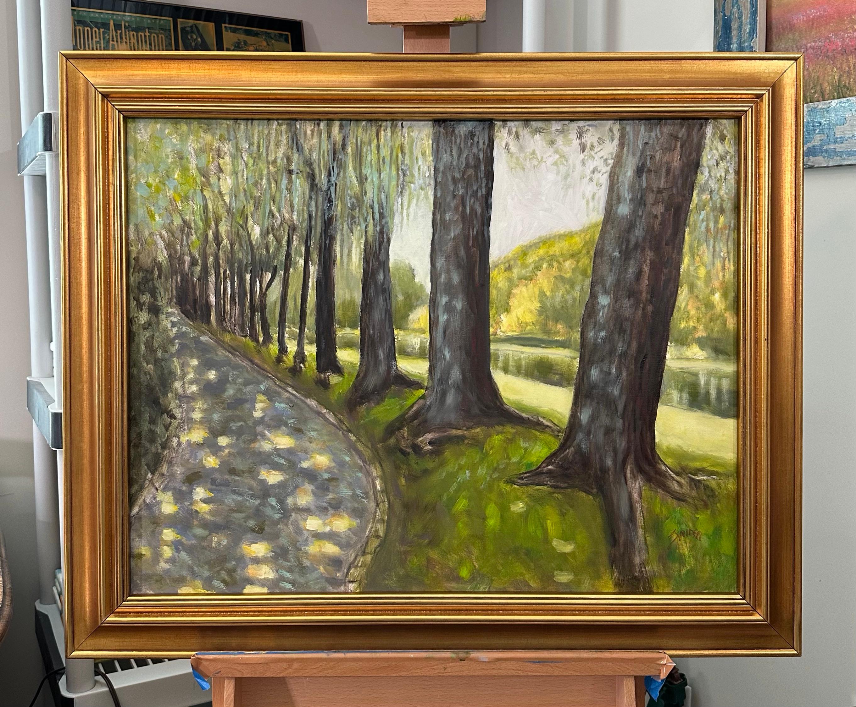 Américain Peinture à l'huile sur toile « Oaks Along the River » de Lawrence Snider en vente