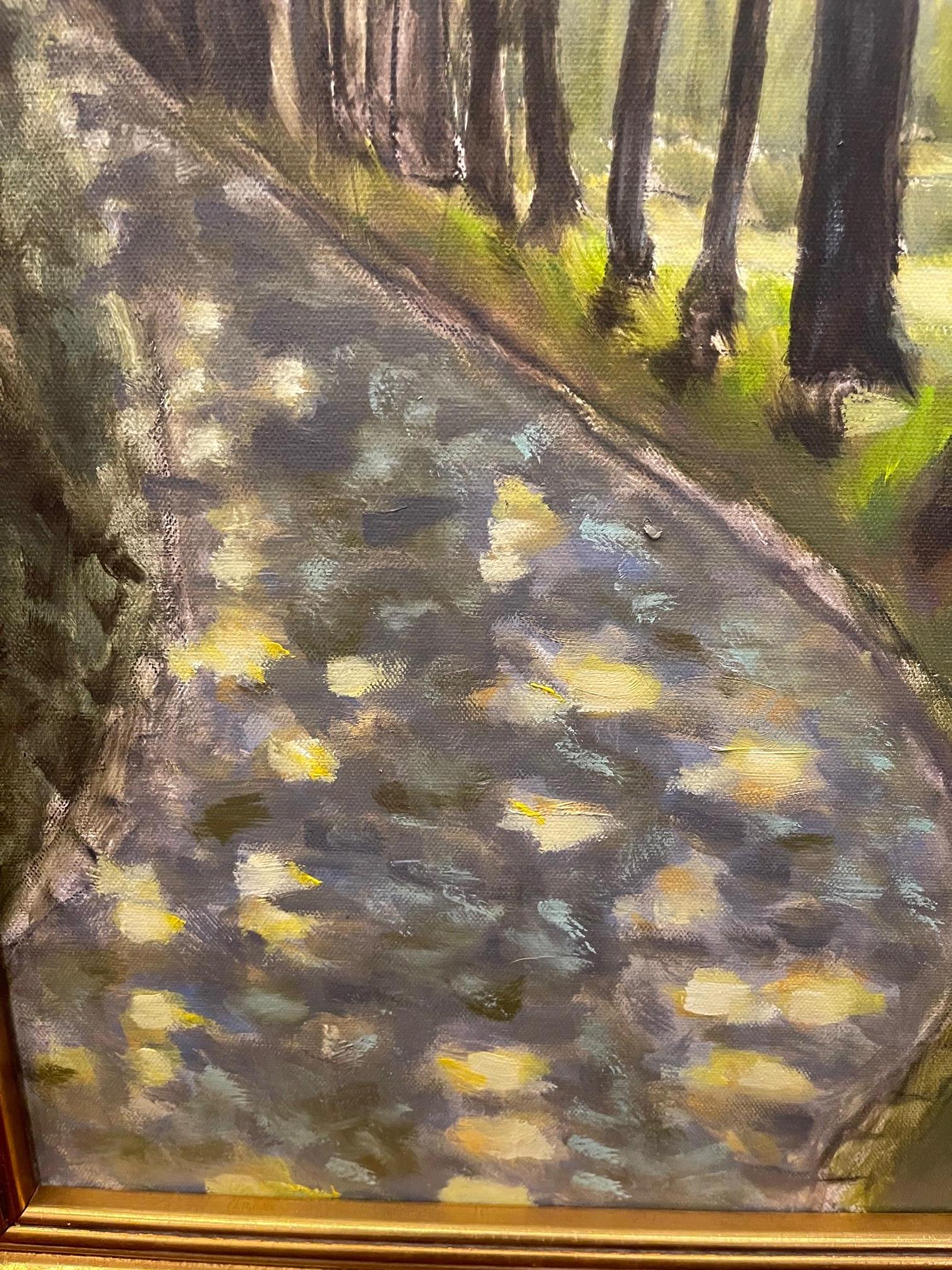 Toile Peinture à l'huile sur toile « Oaks Along the River » de Lawrence Snider en vente