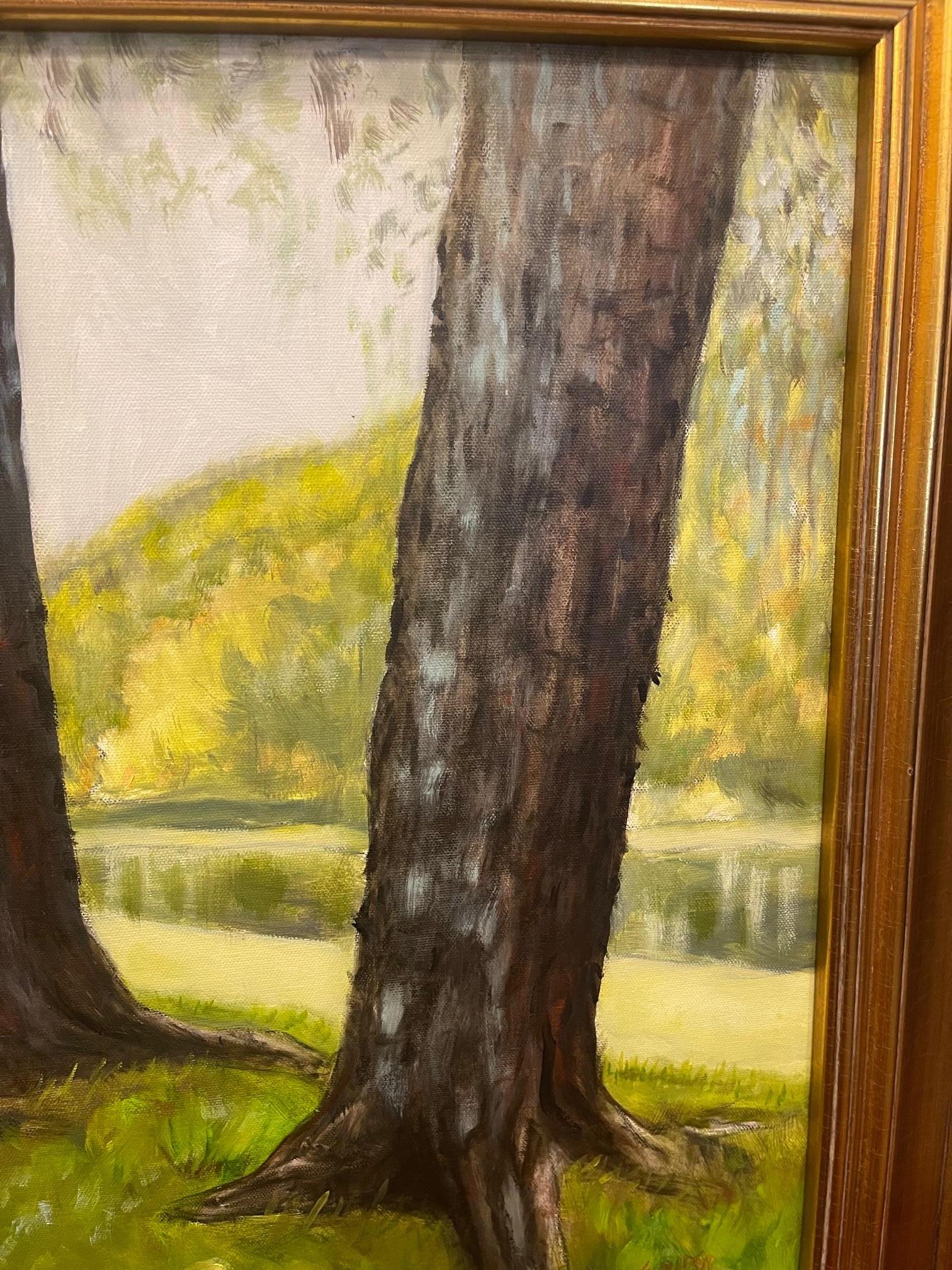 Peinture à l'huile sur toile « Oaks Along the River » de Lawrence Snider en vente 3