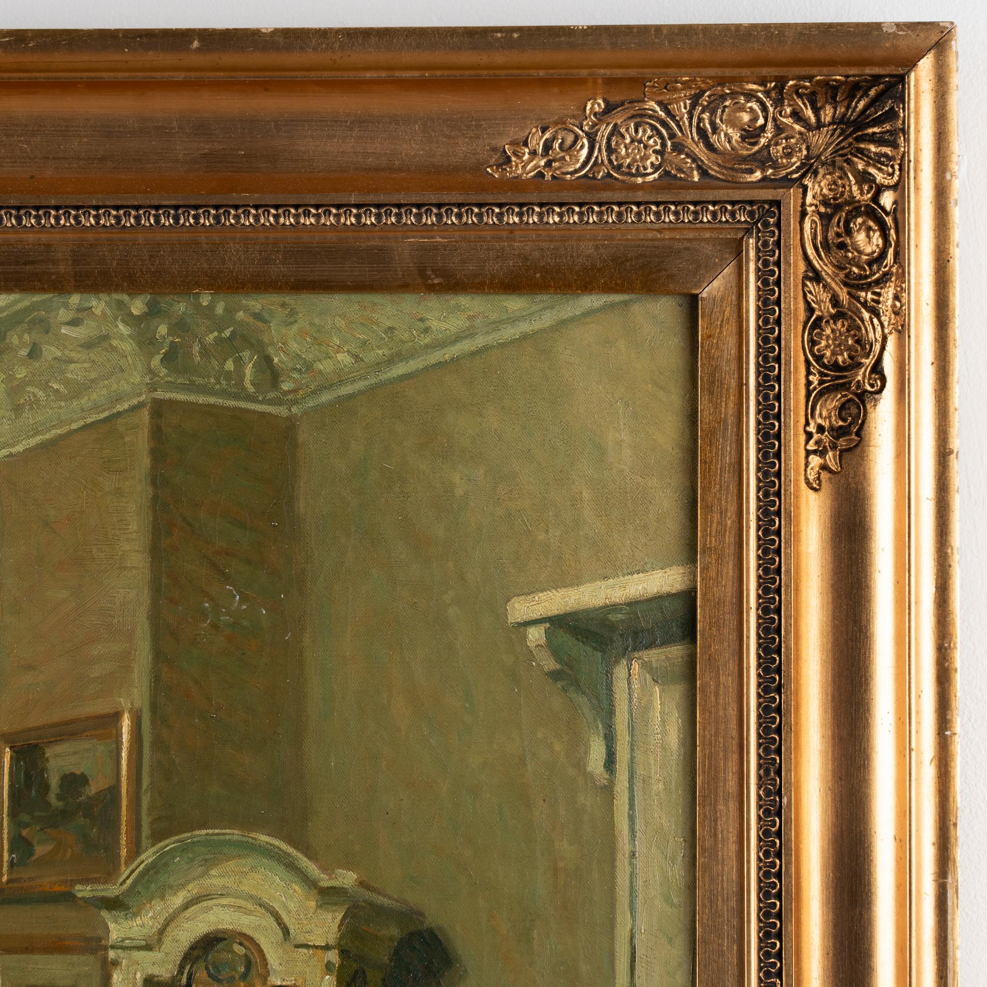 Öl auf Leinwand Gemälde von 2 Spielkarten einer Frau, signiert und datiert Fritz Kraul 1912, Öl im Angebot 1